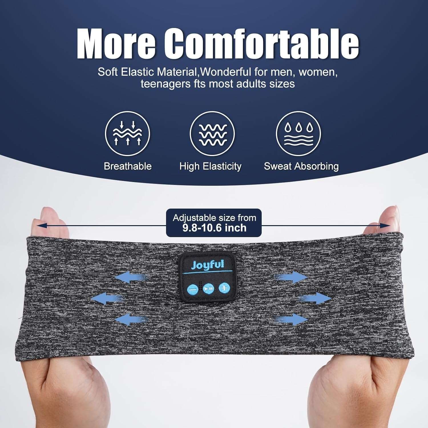 Sleep Headphones Bluetooth 5.3 Headband, Sports Wireless Earphones Sweat Resistant Earbuds with Ultra-Thin HD Stereo Speakers, Sleep Mask for Running,Workout, Yoga,Insomnia,Travel Cool Gadgets Gifts 4