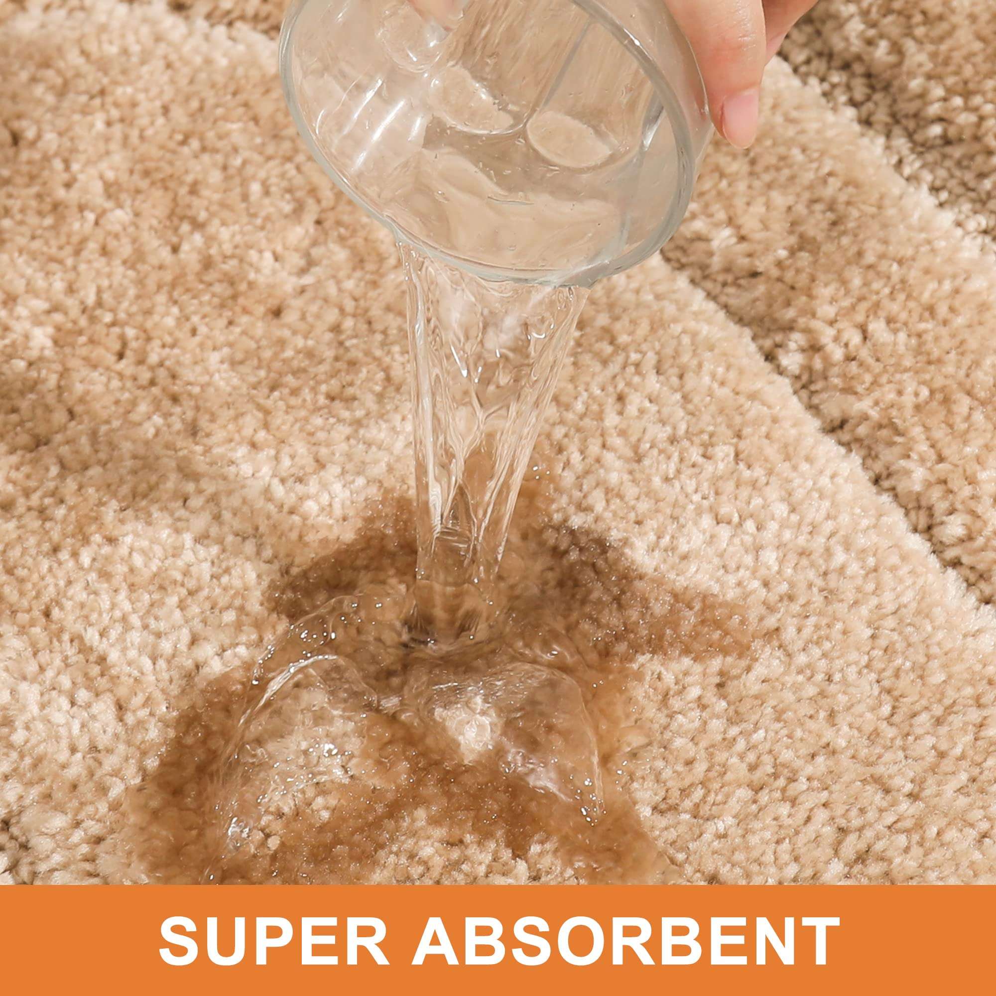 BEQHAUSE-Bathroom-Rug-Non Slip-Bath Mat-Soft and Absorbent-Shower Mat-Polyester Bath Mats for Bathroom Machine Washable Bath Rugs Beige Bathrooms Rug for Shower Sink Bathtub, 20" x32” 2