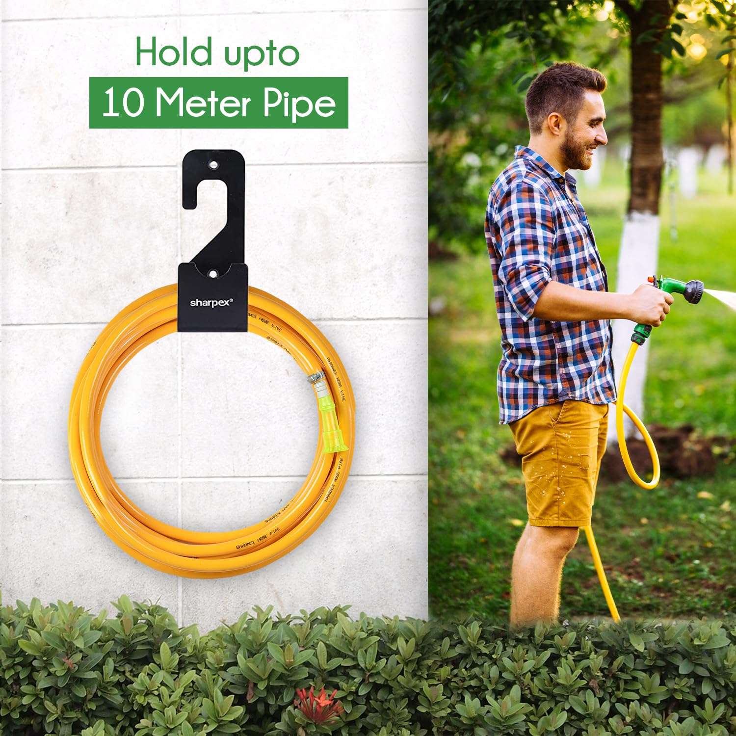 Sharpex DIY Hose Hanger for Garden Pipe - Garden Pipe Holder Wall Mounted for Garden 3