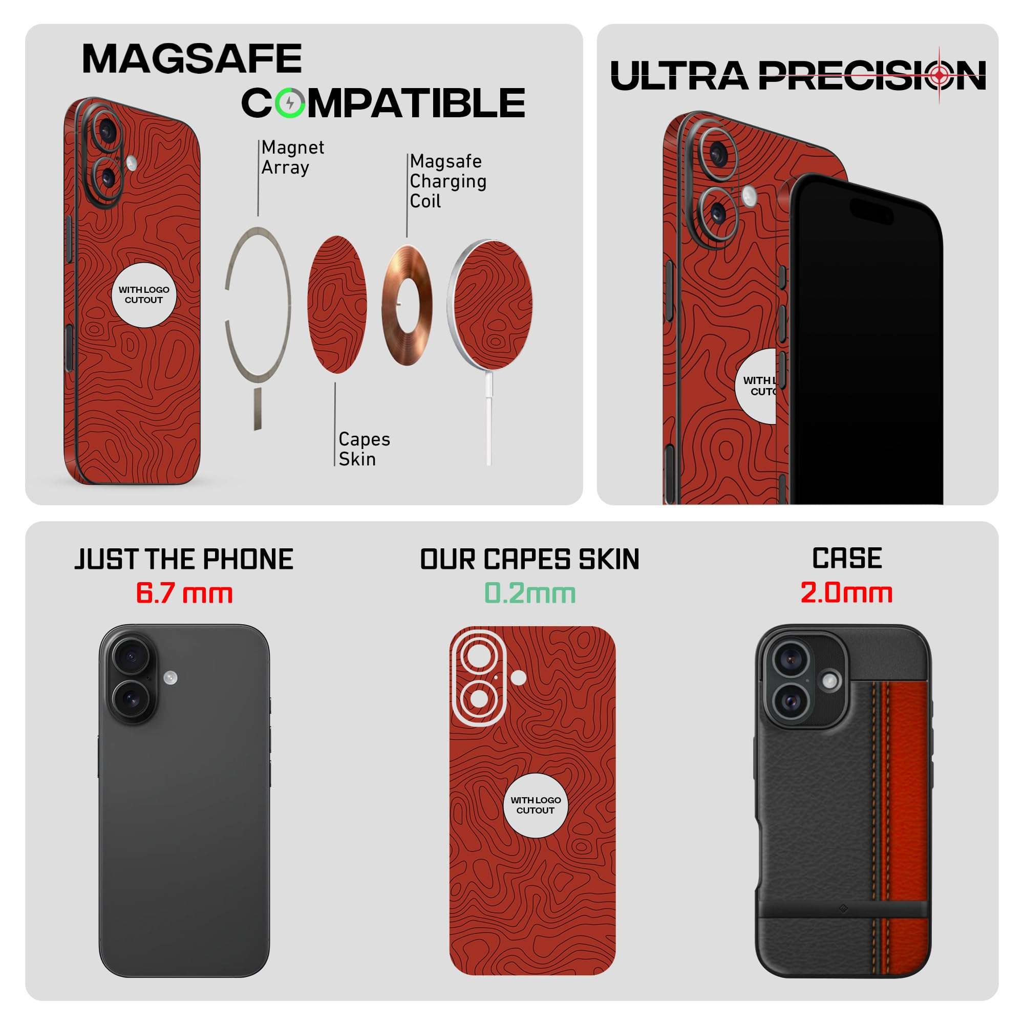 Capes India Mobile Phone Skins Compatible with Apple iPhone 16 | Not a Cover/Case | Protective Film Vinyl Sticker (Lava, Full Body Skin) 4