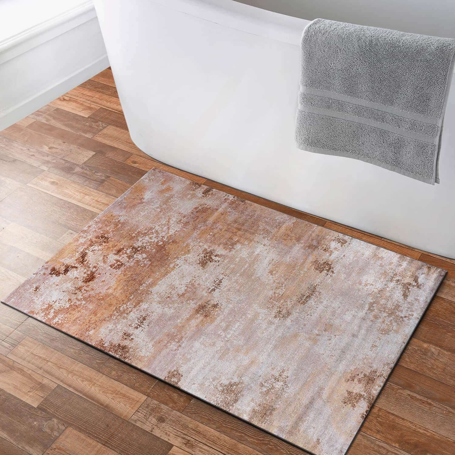 Luul Home Non Slip Rugs 2x3 Modern Abstract Easy Silk Rubber Backing Soft Entryway Area Rug for Door Mat Easy to Clean Non Shedding Kitchen for Bedroom Indoor Carpet (Beige - Brown, 2x3) 3