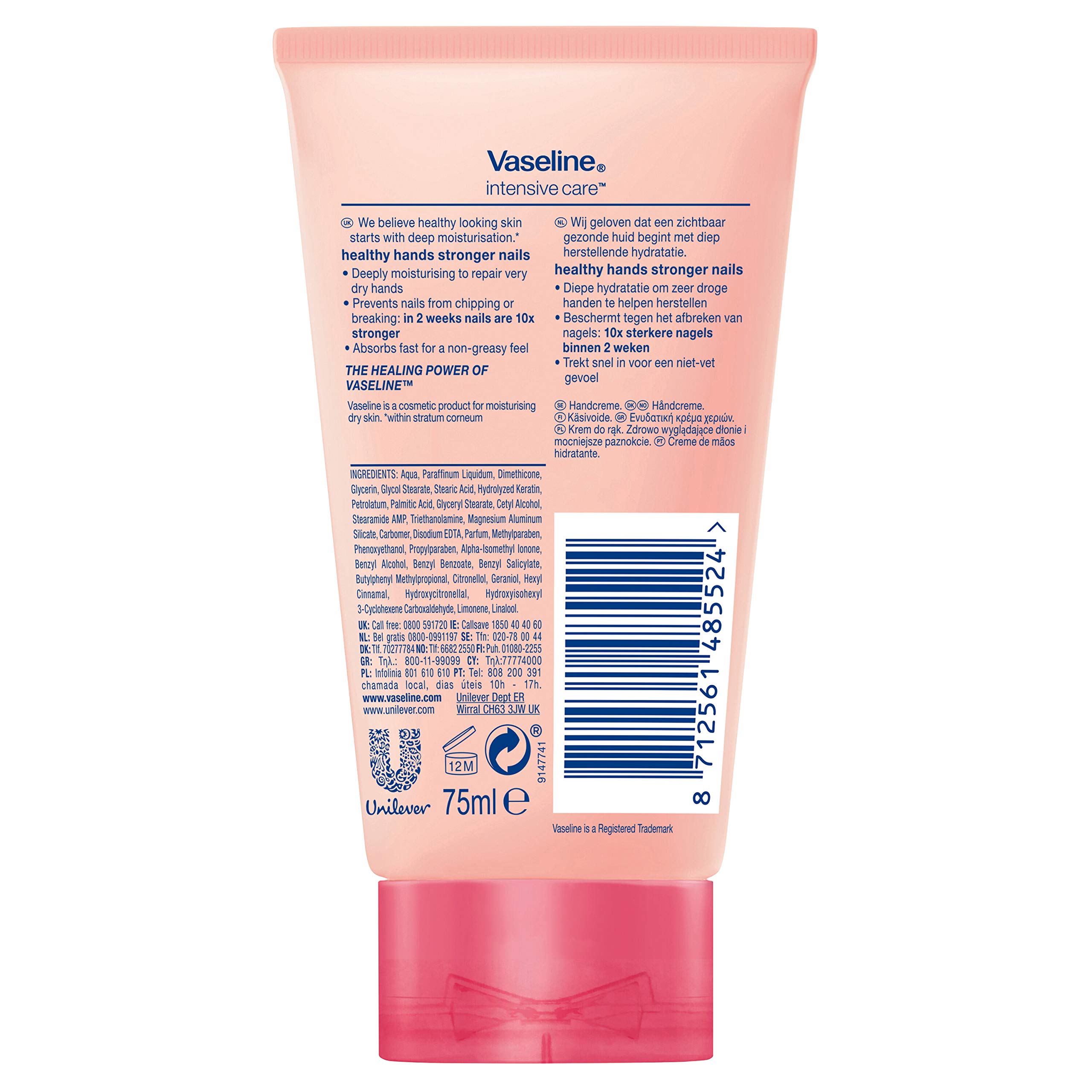 Vaseline Healthy Hands and Stronger Nails Hand Cream 75 ml - Pack of 3 3
