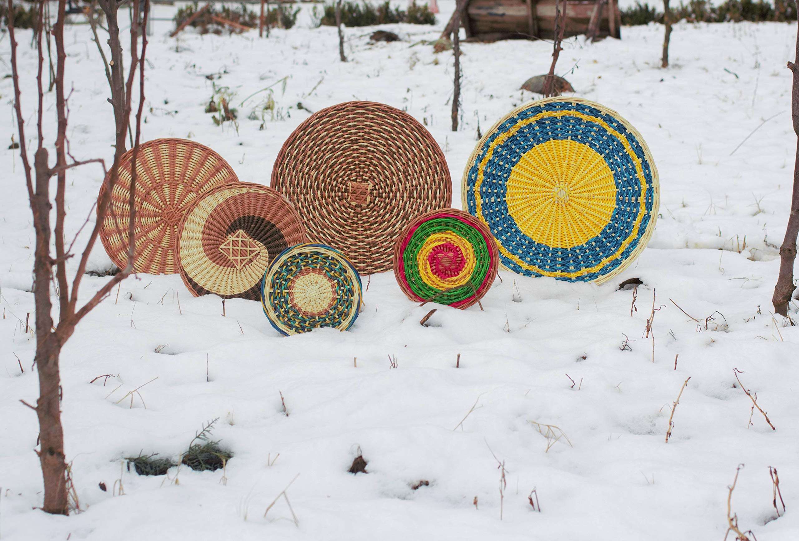 Kadam Haat Handmade Wicker Wall Plate | Wall Decor Hanging Wall Plates For Living Room Bedroom & Home Decoration (Colored, 12") 4