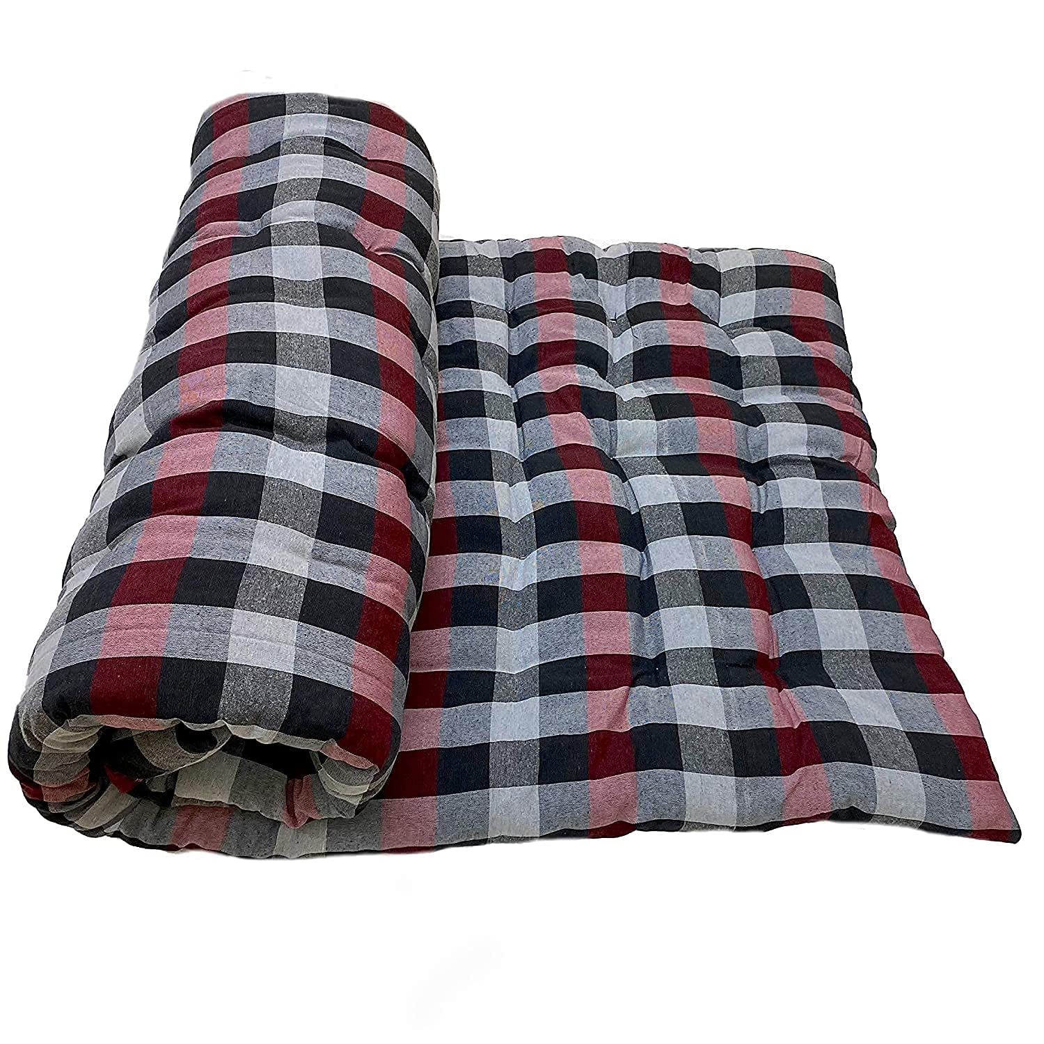 RAVOMAT Folding Medium Duel Soft Cotton Filling Multi Color Gadda/Mattress 6x4 ft or 72 x 47 Inches 1