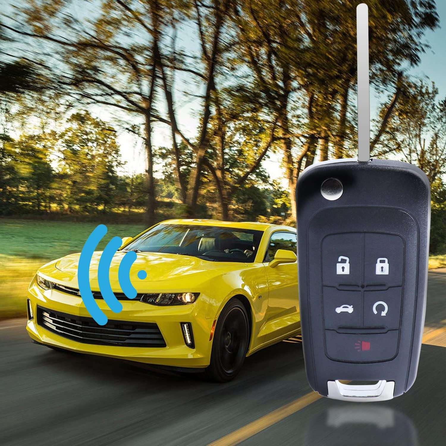 Replacement Flip Remote Fob fit for 2010-2019 Chevy Equinox,2011-2016 Cruze Malibu Camaro Trax /Buick Lacrosse Regal Verano Trunk Car Keyless Entry Uncut Key Fob (FCCID: OHT01060512) Pack of 2 2