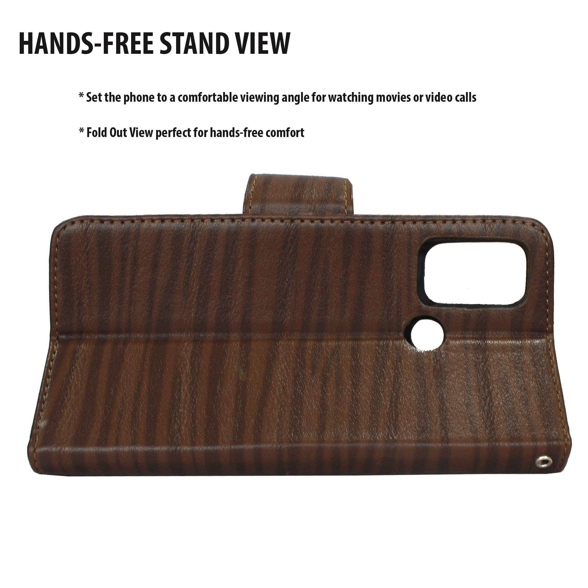 KBV Stylish Leather Flip Cover Card Holder Case for Oppo A53 (Walnut Brown) 6
