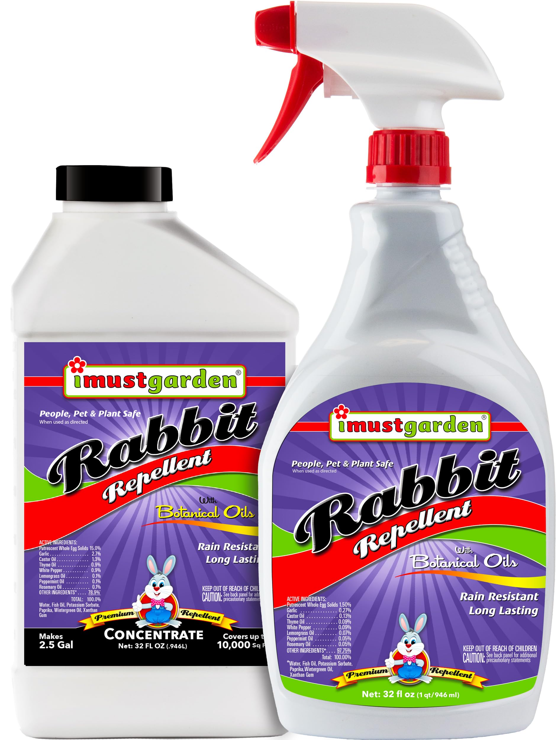 I Must Garden Rabbit Repellent Bundle [32oz Concentrate + 32oz Ready-to-Use Spray] 1
