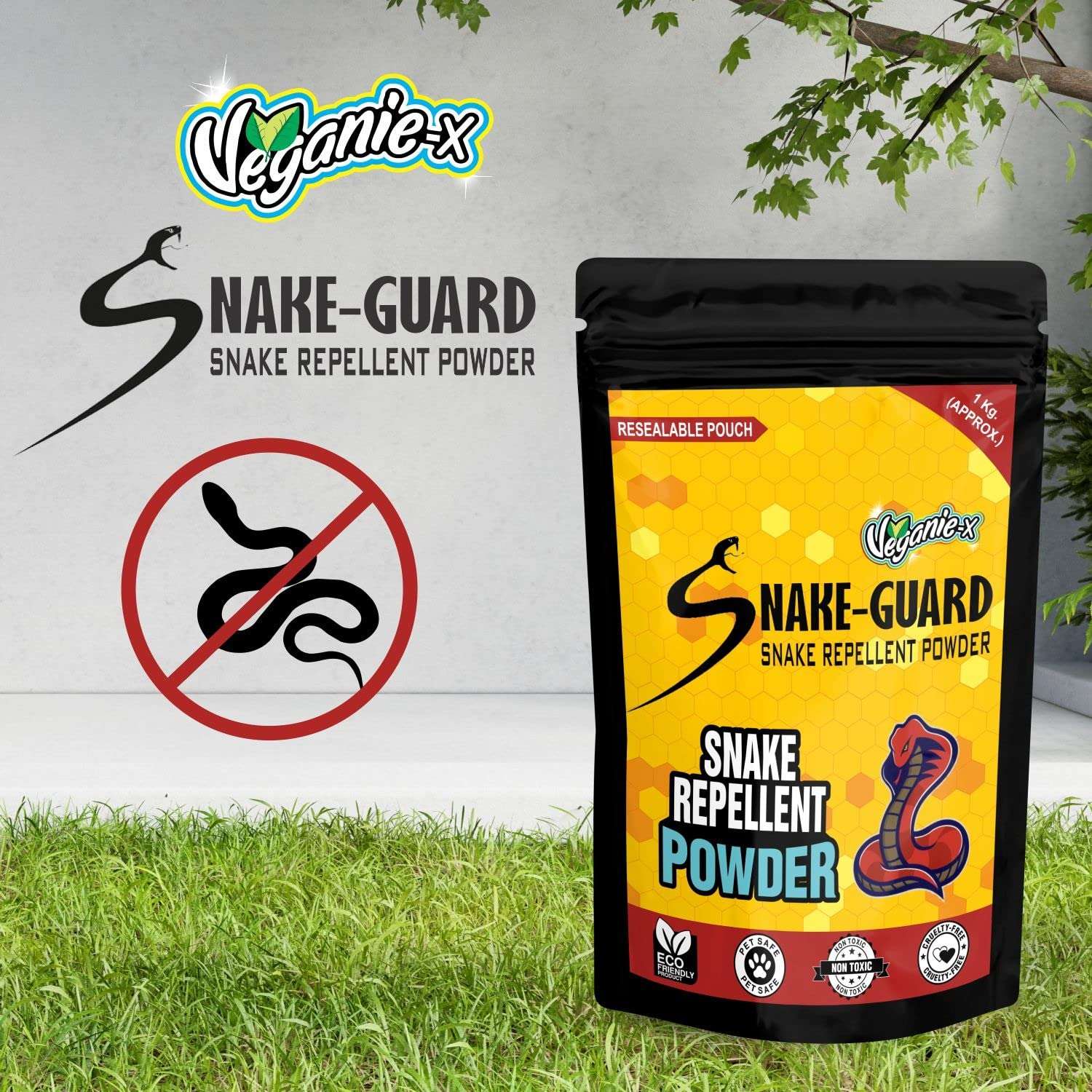Veganie-X Snake Guard Snake Repellent Powder | Non-Toxic Safe Eco-Friendly Long-Lasting Protection | Snake Repellent for Outdoors Home-2 Kg, Pack of 2 5