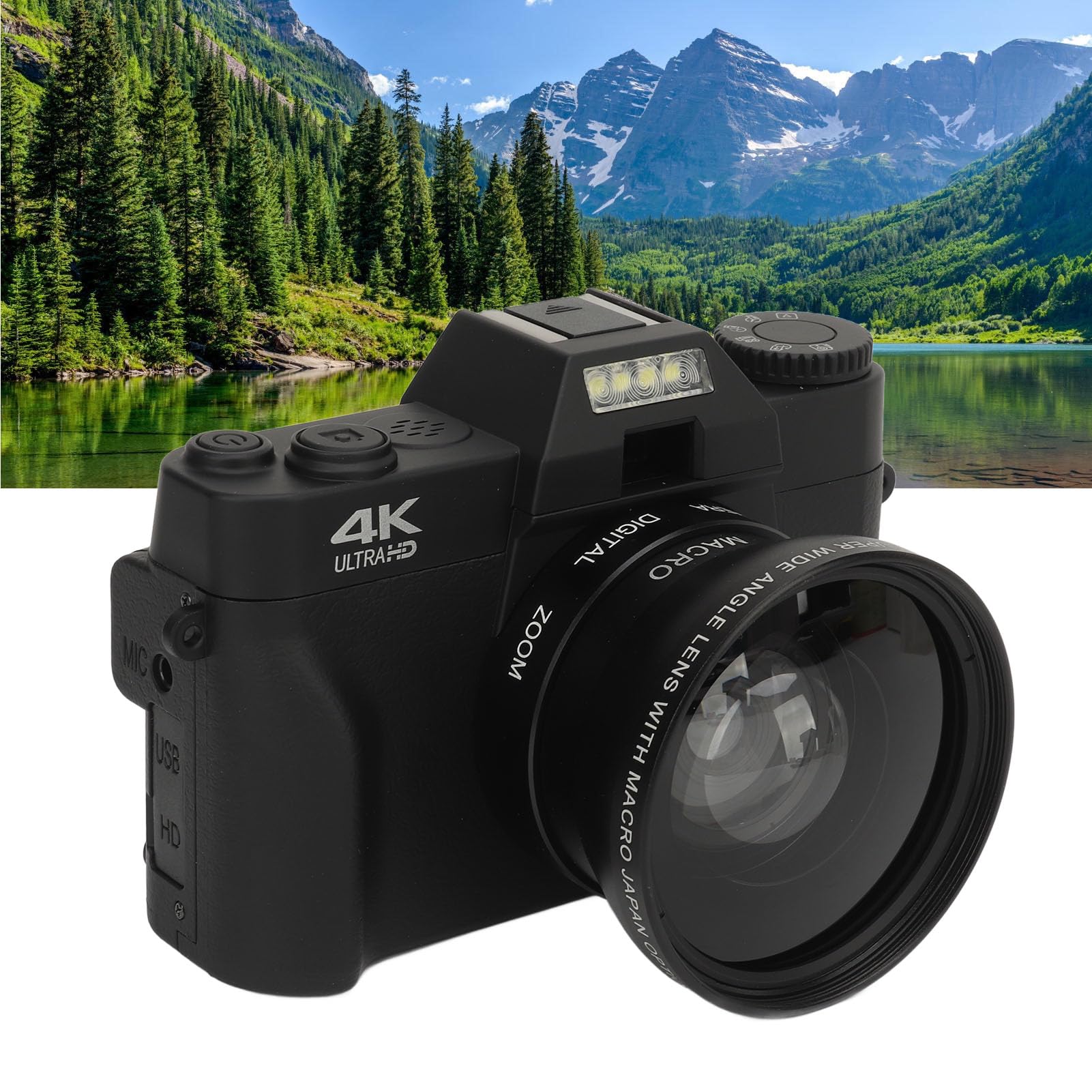 4K Digital Camera, 16X Zoom Digital Zoom Anti Shake Video Camera with 180° Flip Screen, Autofocus Vlogging Camera for Photography, Compact Point and Shoot Travel Cameras for Adults 5