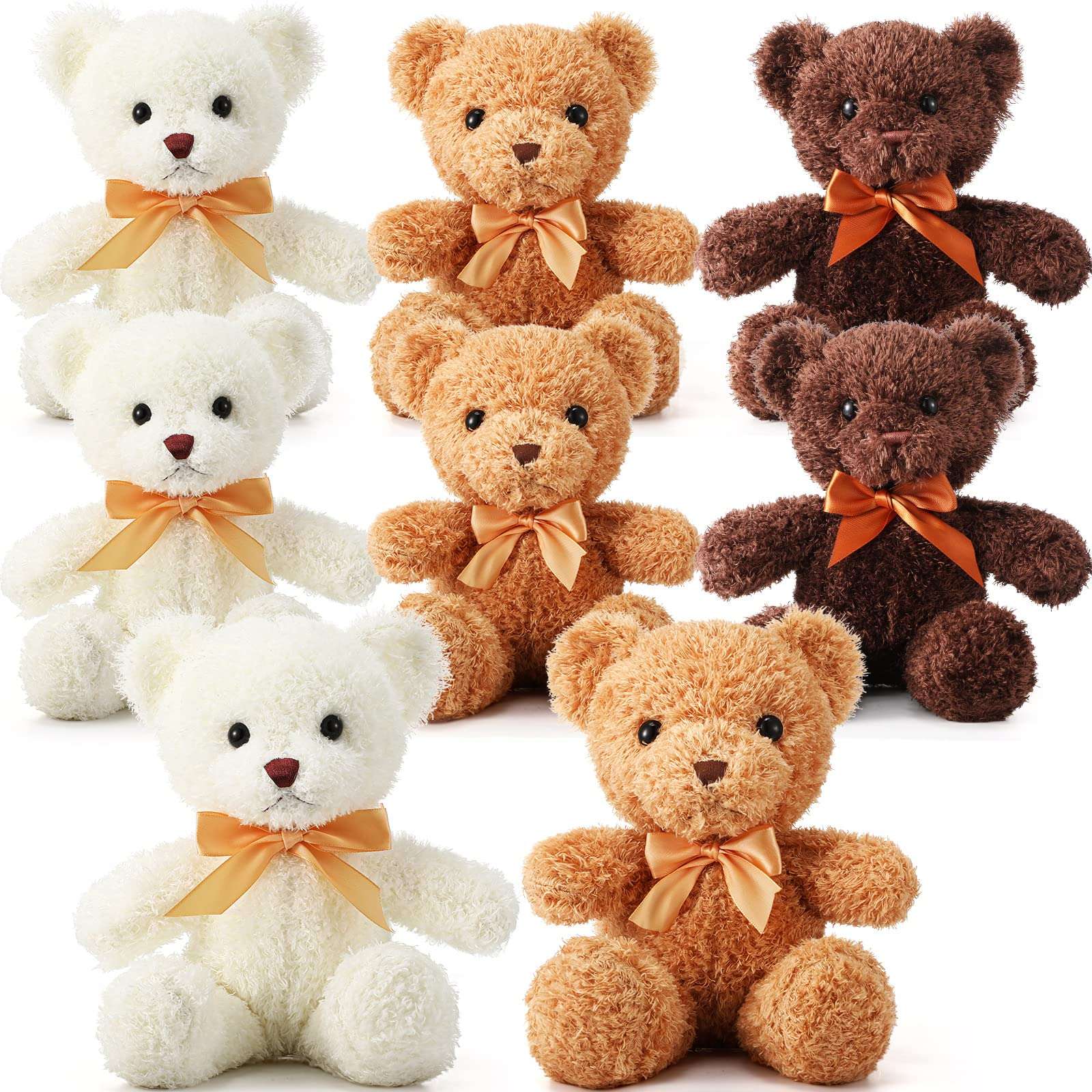 HyDren 8 Packs Cute Bear Stuffed Animals 12 Inch Soft Plush Stuffed Bears Plush Dolls with Bow Ties for Kids Boys Girls Baby Shower Birthday Party Gift Favors(Assorted Colors) 1
