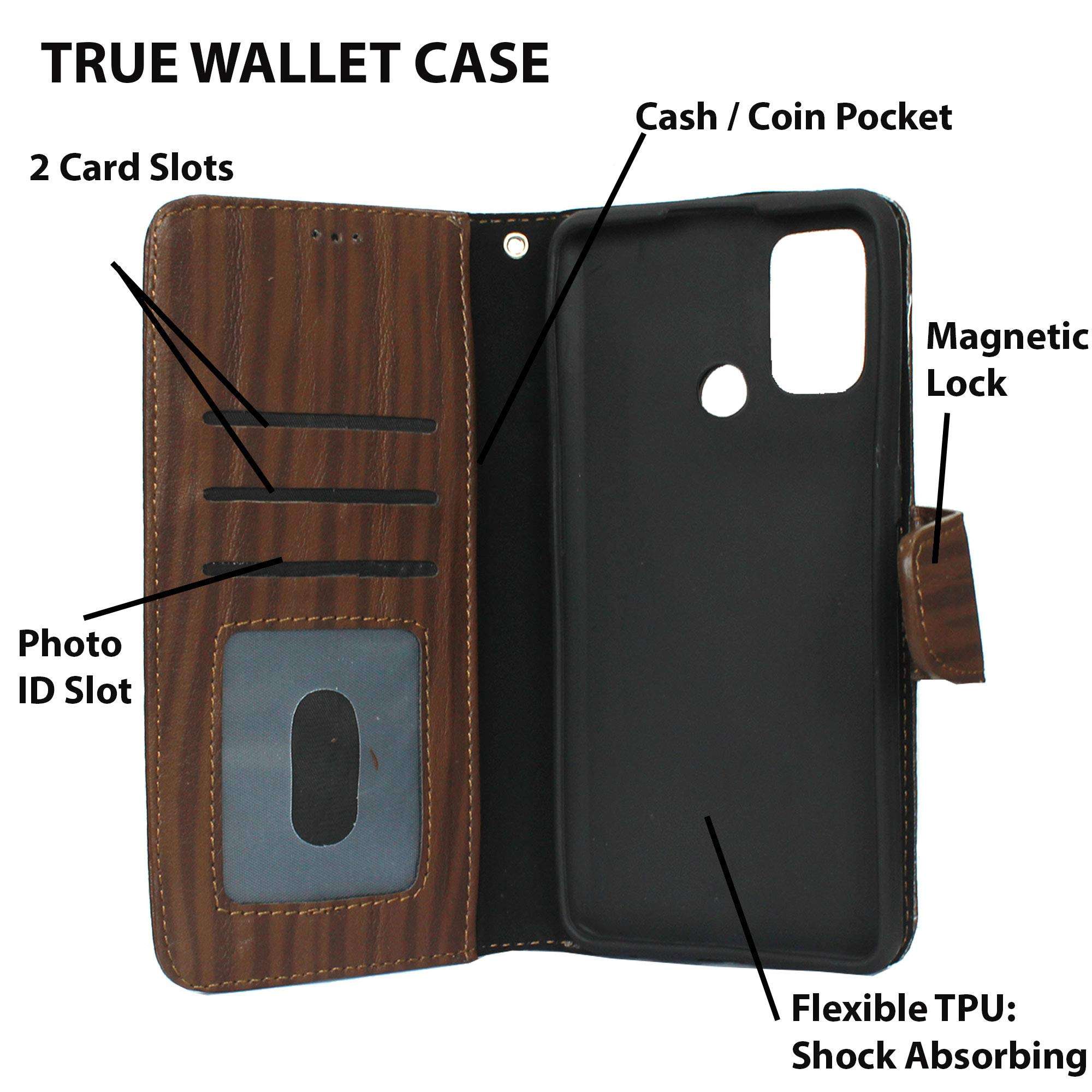 KBV Stylish Leather Flip Cover Card Holder Case for Oppo A53 (Walnut Brown) 5