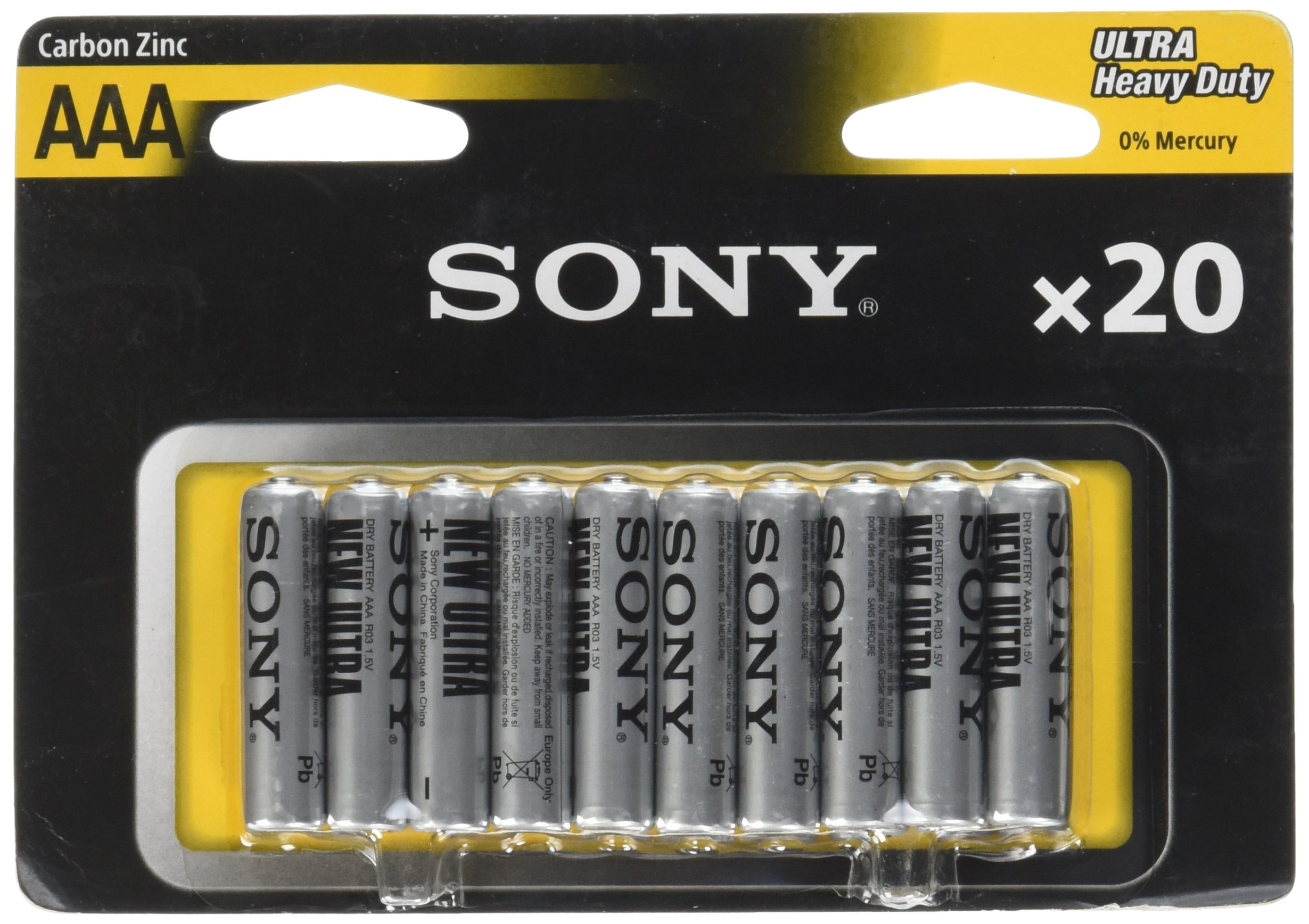 Sony R03NUB20A Heavy-Duty Carbon Zinc AAA Batteries, 20 Pack 1