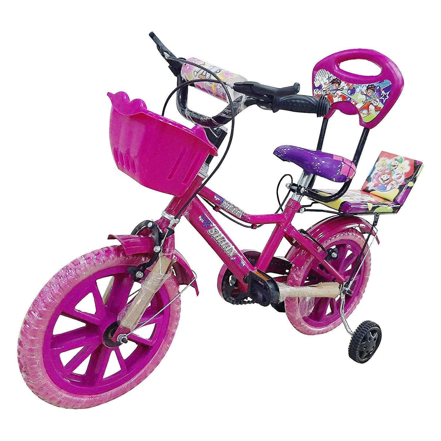 Global Bikes Boy's and Girl's Tube-Less Princess Old Fully Adjustable with Back Seat and Support 14T BMX Bike Bicycle for 2 to 5 Years, Pink 2