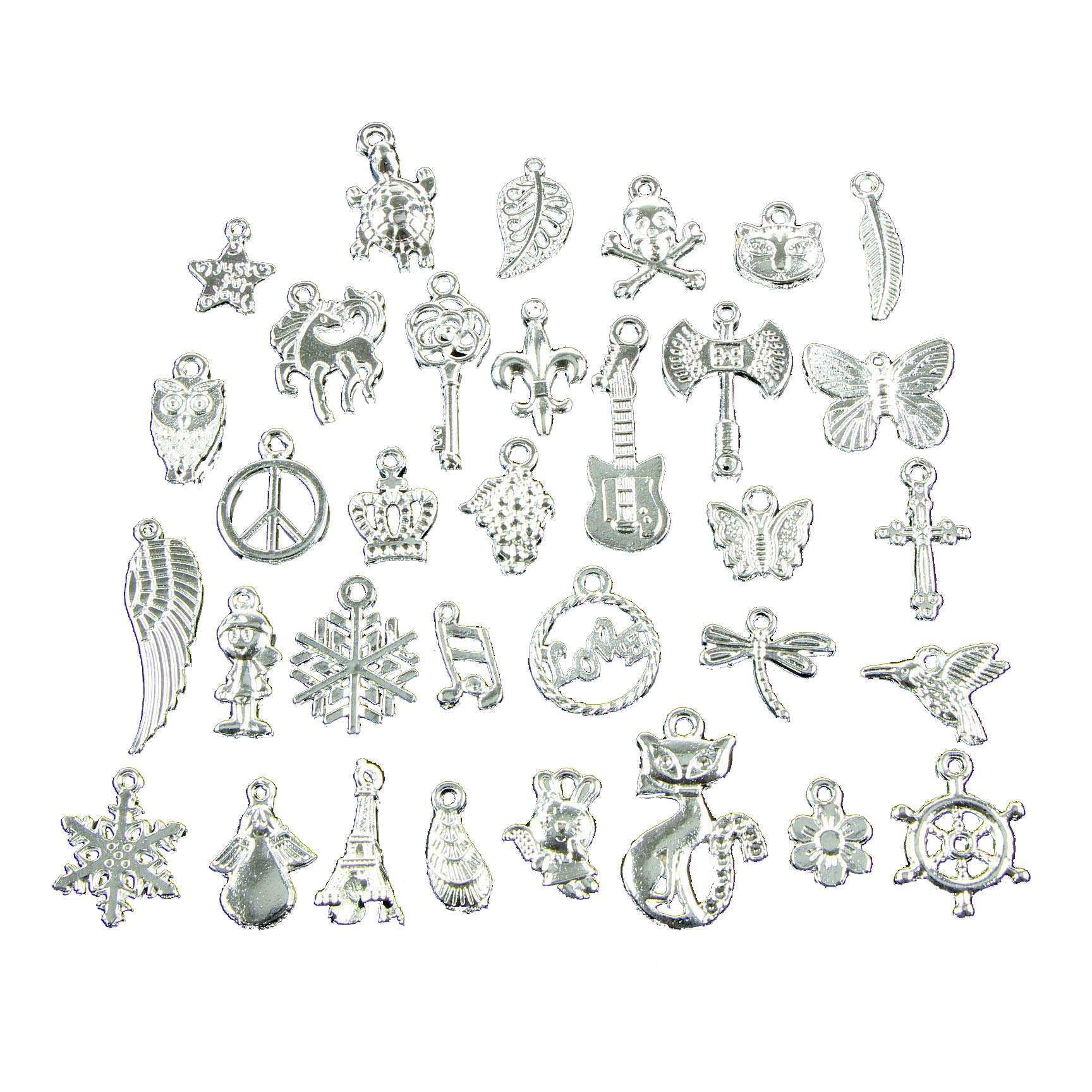 50pcs Charms for Jewelry Making,Dainty Tibetan Silver Charms Pendants Crafting Accessories for Necklace Bracelet Ankle Jewelry DIY Making 2