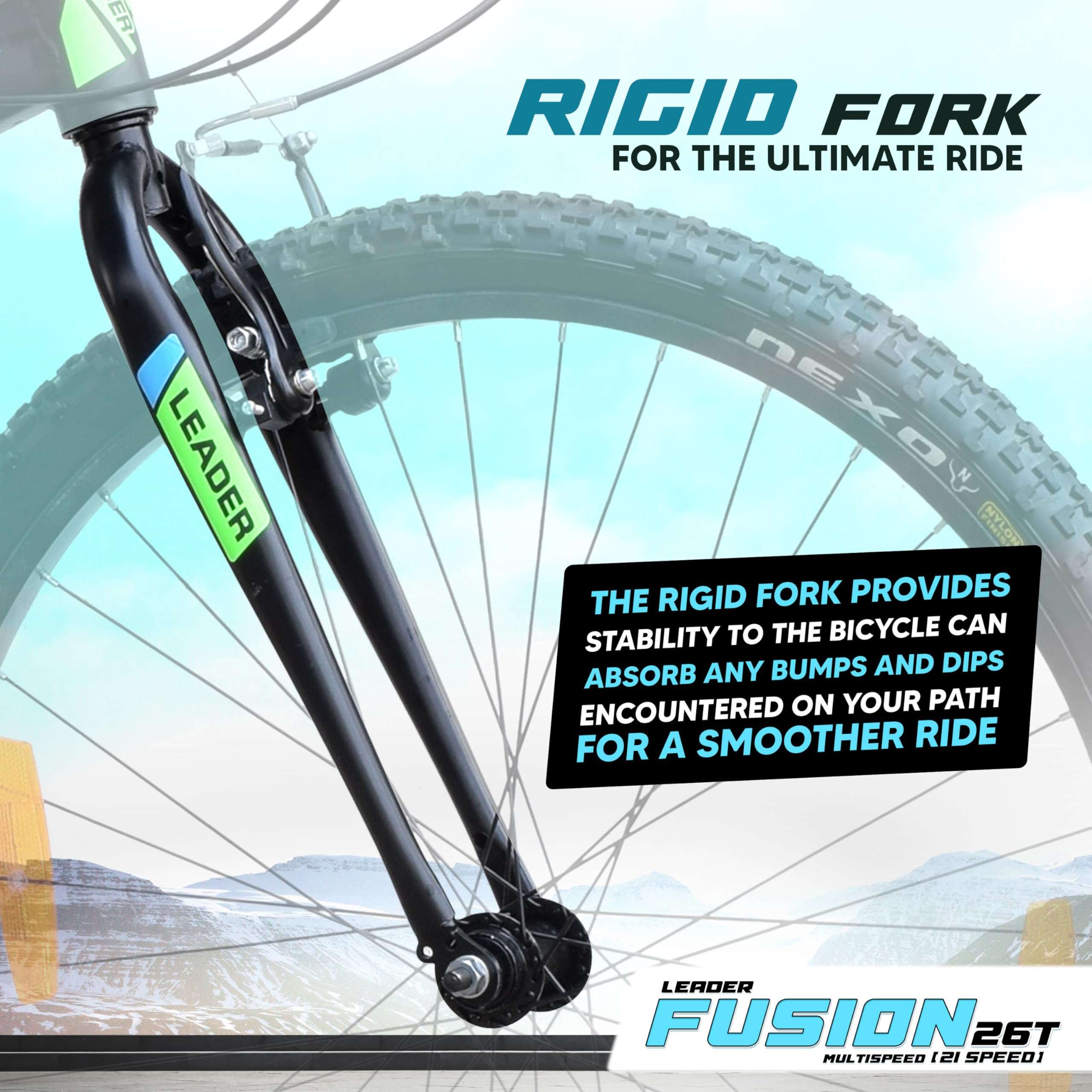 Leader Fusion 26T Multi Speed (21 Speed) Grear Cycle with Rigid Fork and Power Brake - Hybrid Cycle/City Bike 4