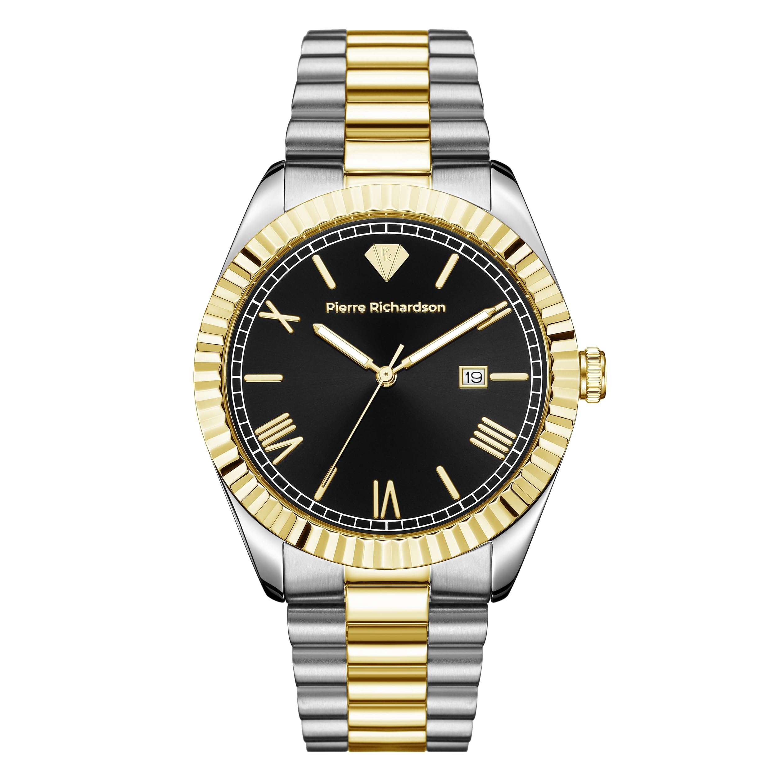 PIERRE RICHARDSON Men’s Luxury Watch PR9825 – Silver & Gold Stainless Steel Japanese Quartz, 41mm, 5ATM Water Resistant, Scratch-Resistant Mineral Glass 1