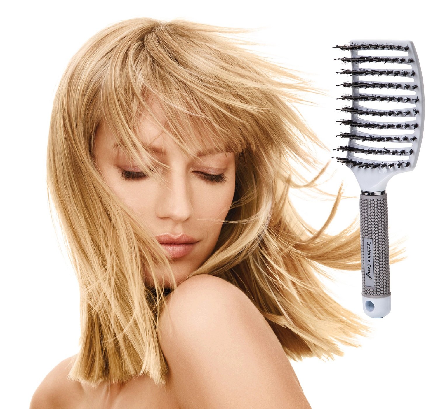 Boar Bristle Hair Brush set – Curved and Vented for Wet and Dry Detangling Hair Brush for Women Long, Thick, Thin, Curly & Tangled Hair Vent Brush - Stocking Stuffers Gift kit 6