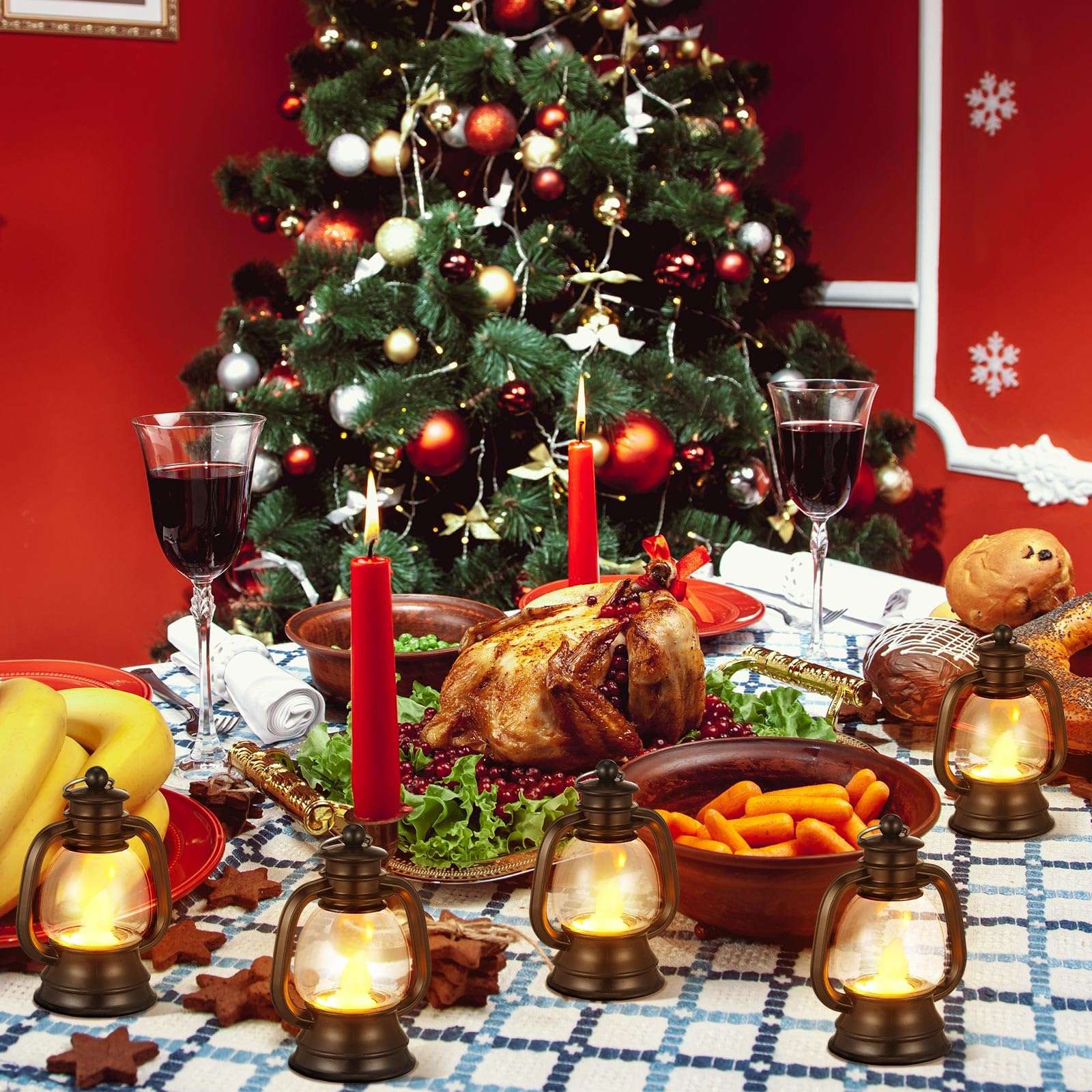 Ferraycle 36 Pcs Mini Lantern Decor Western Lantern Table Centerpiece Small Vintage Camping Hanging Lamp Ornaments Bulk for Cowboy Cowgirl Wedding Halloween Christmas (4 Inch,Black) 5