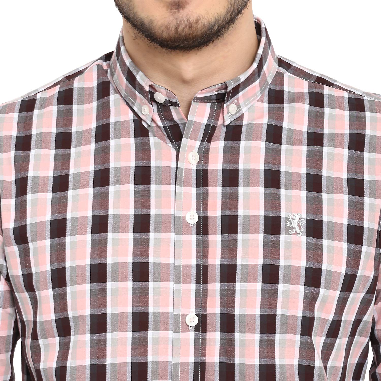 Red Tape Men's Checkered Regular Fit Casual Shirt (RFS0001A_Apricot Black L) 6
