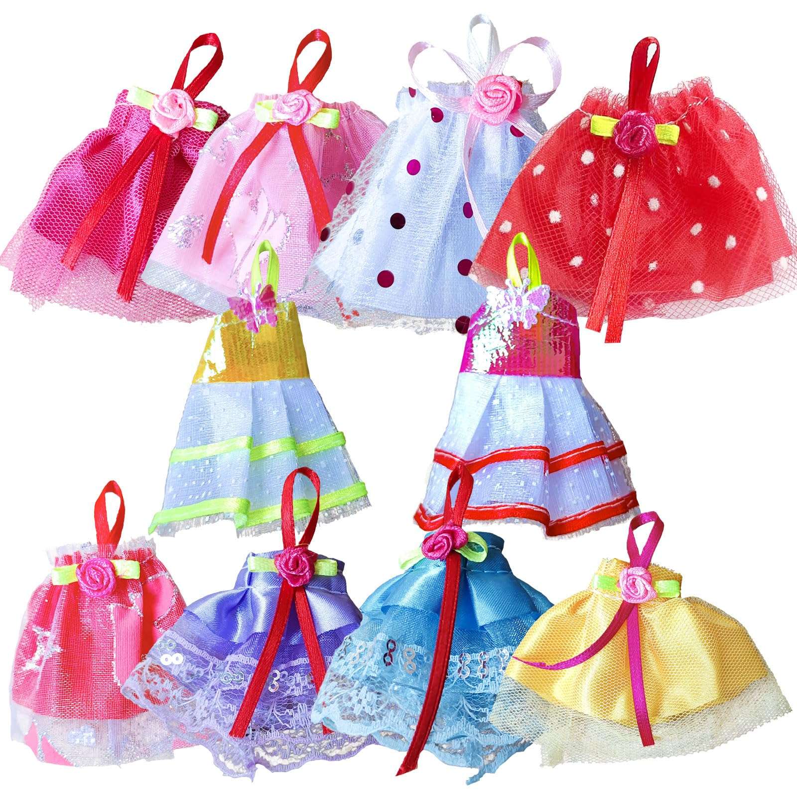 Huang Cheng Toys: 10 Sets of 4-Inch Mini Girl Dolls with Handmade Clothes & Doll Shoes 3