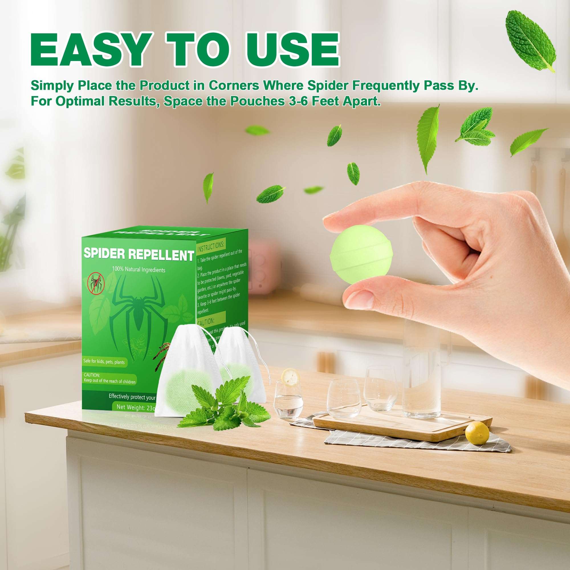 Peppermint Oil Spider Repellent - 24 Pack Spider Repellent Balls for House Garage to Get Rid of Spiders Outdoor Indoor, Deterrent for Roaches, Ants, Bugs, Spider, Keep Pest Out Safe for Humans & Pets 5