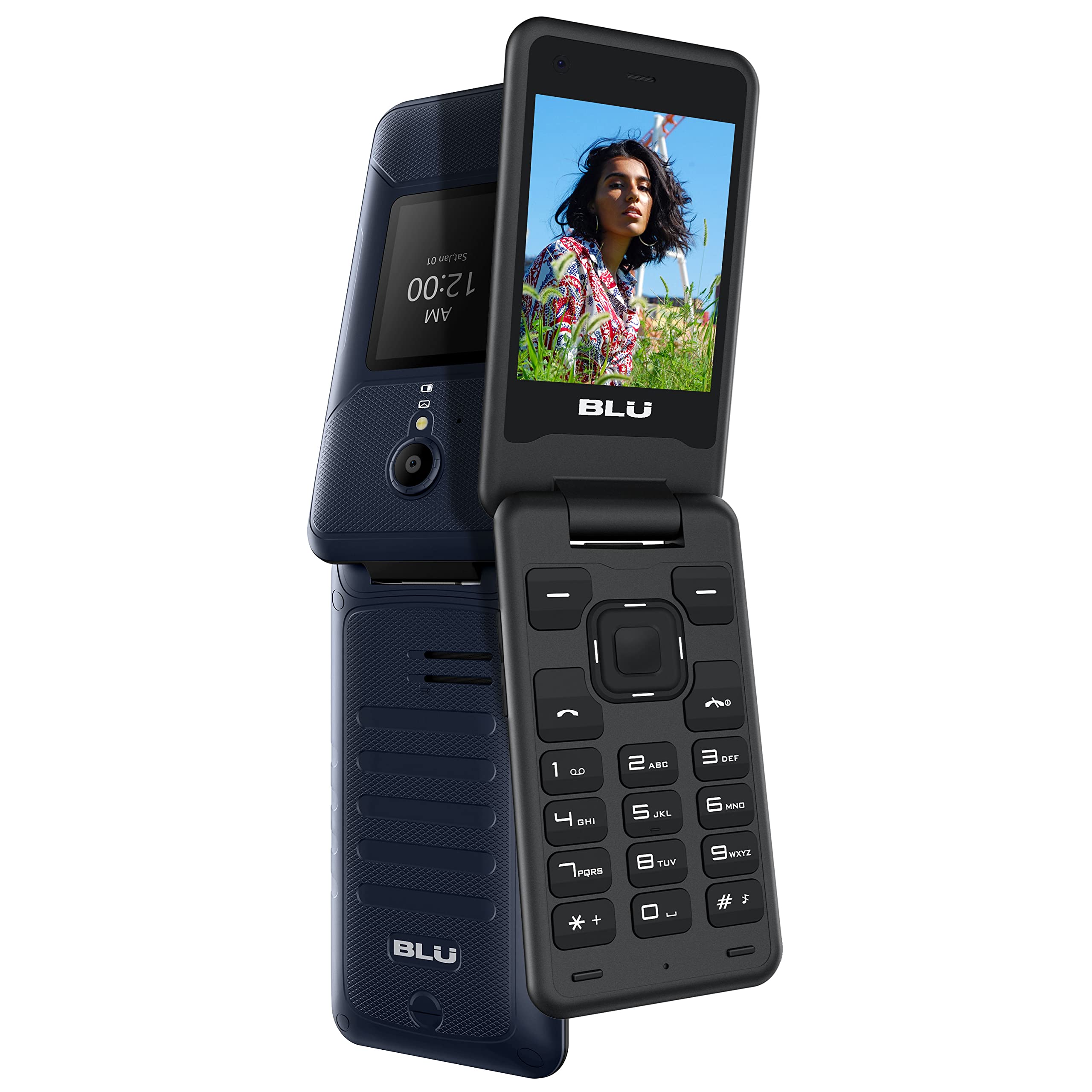 BLU Tank Flip |Unlocked | 4G LTE Flip Phone|2022 | 2.8” + 1.8” Display | Blue 4