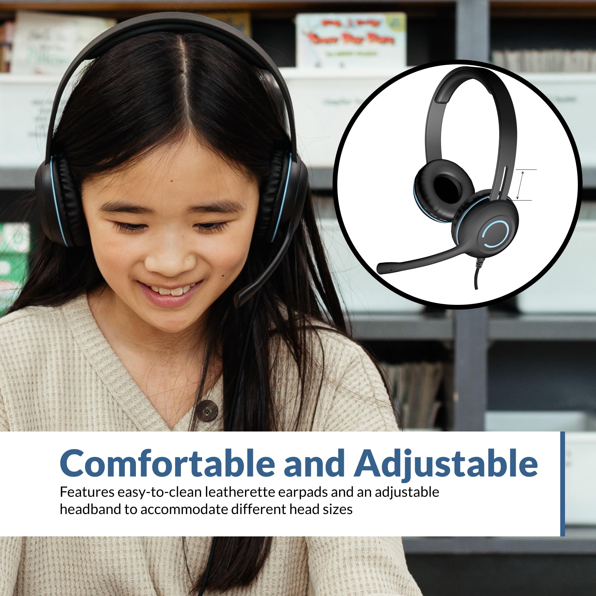 Cyber Acoustics USB-C Stereo Headset (AC-5014-80) – Durable, Crisp, and Clear Communication in Classrooms and at Home; in-Line Controls for Volume and Mic Mute - 80 Pack 2