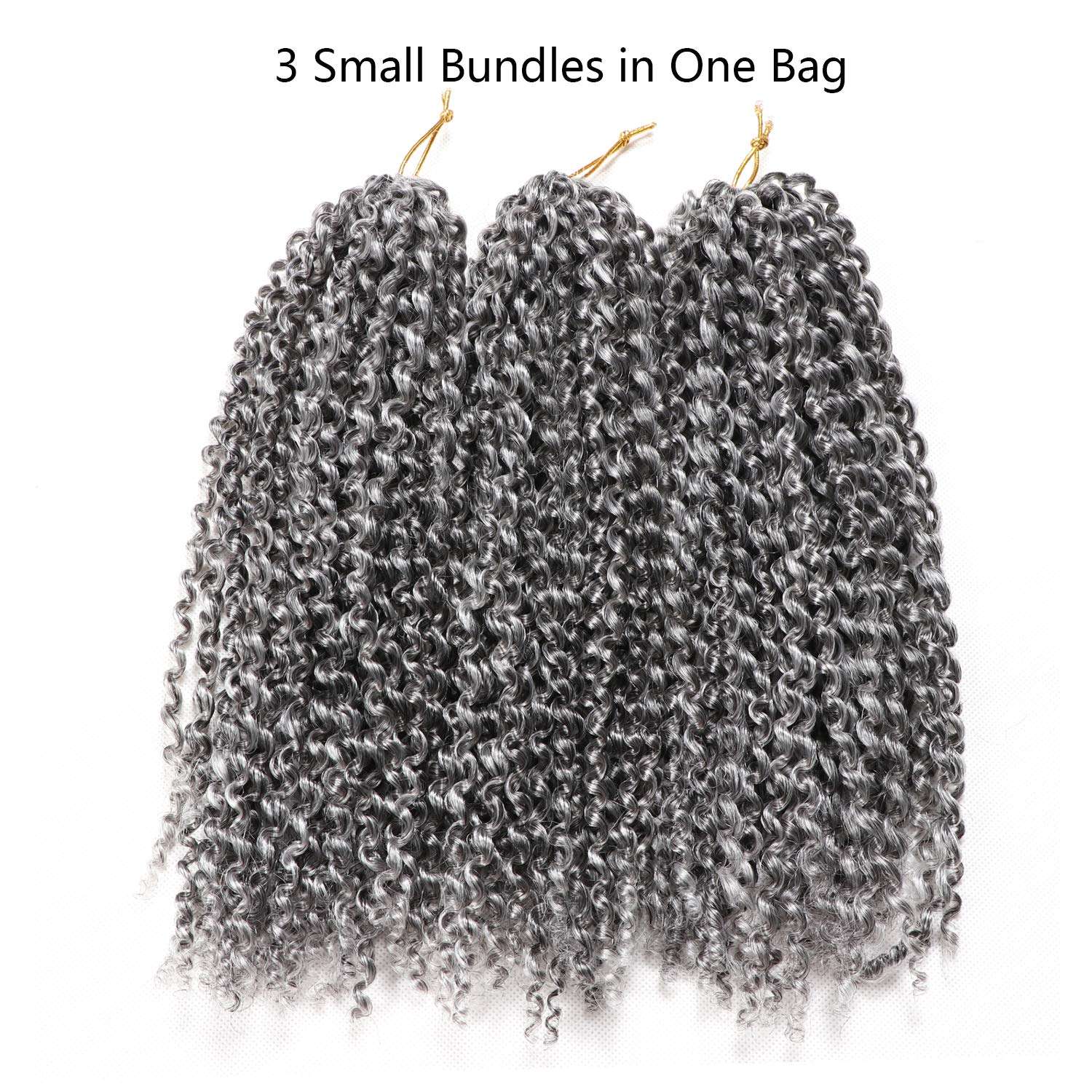 Lifabeauty Gray: 12 Inch Marlybob Crochet Hair 6 Small Packs/Lot Crochet Braids Jerry Curly Hair Extensions 20 Strands 40G/Pack (Gray) 4