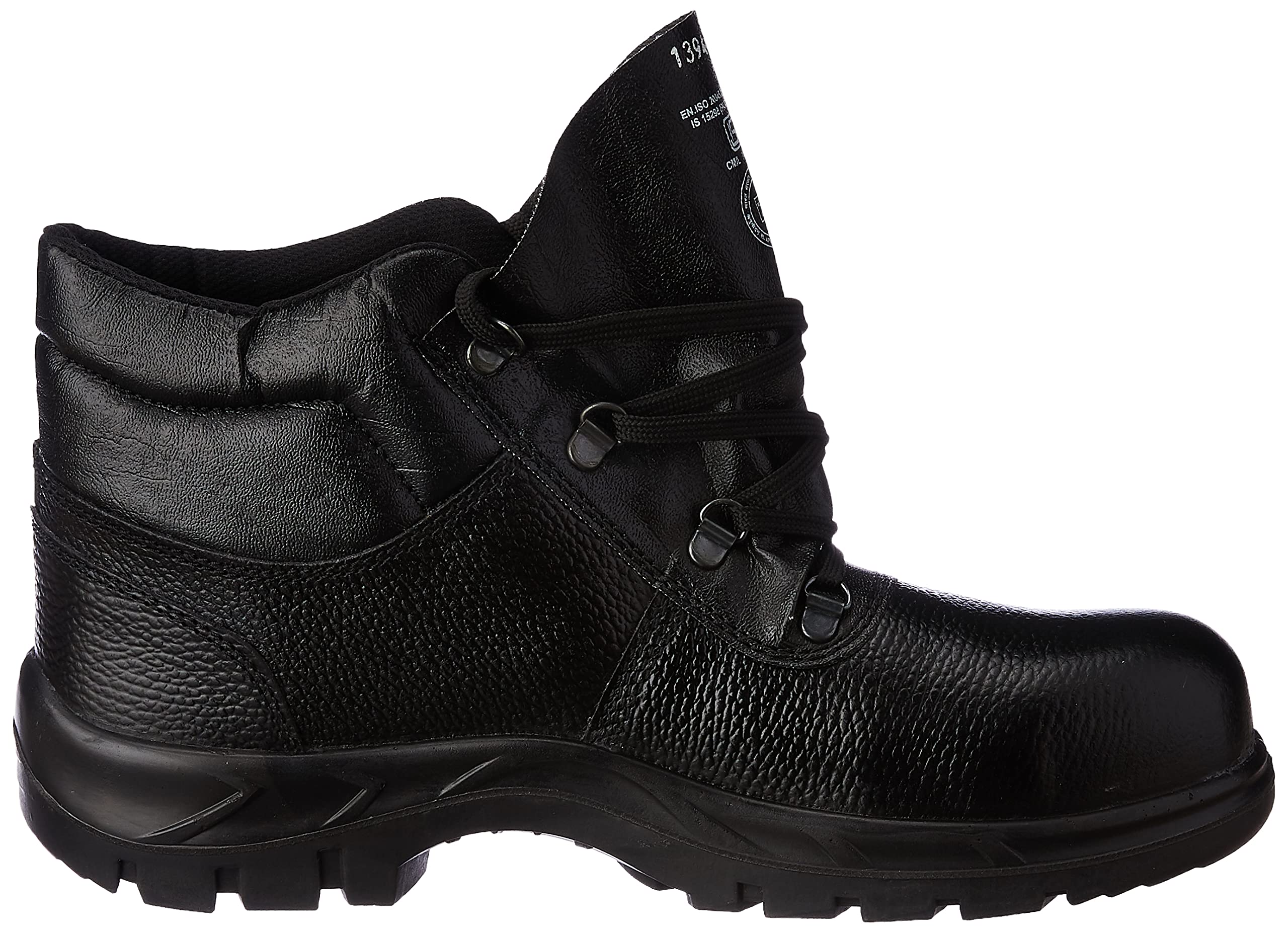 Karam FS26 Ankle Height Black Leather Safety Shoes for Men | Single Density with Fiber Toe | Non Antistatic, Antislip, Oil & Heat Resistant | Size-13 2