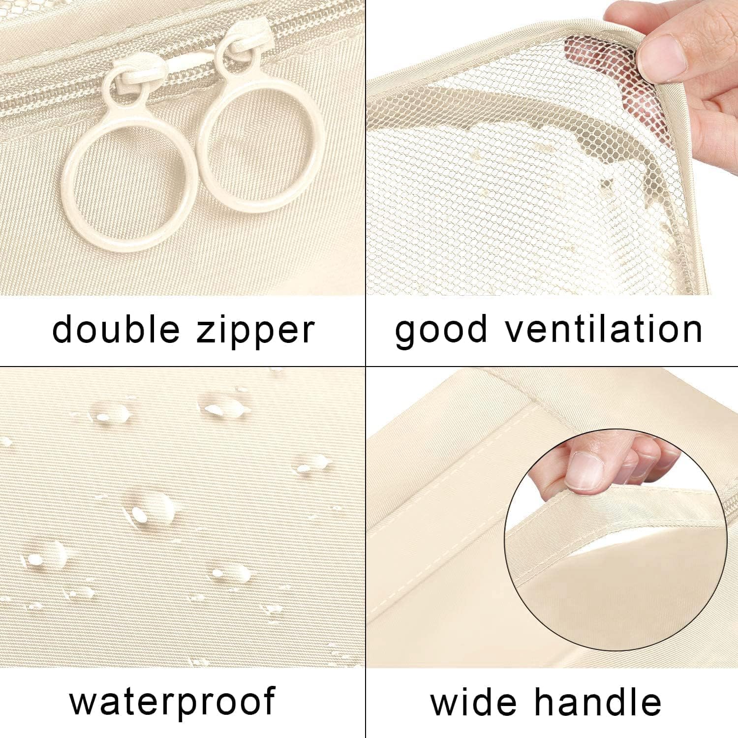 FLYNGO Nylon 8 Pcs Travel Organizer Pouch Packing Cubes For Clothes Space Savers Bags Cosmetics/Underwear/Socks/Shoes Toiletry Bag Laundry Organiser(Beige) 5