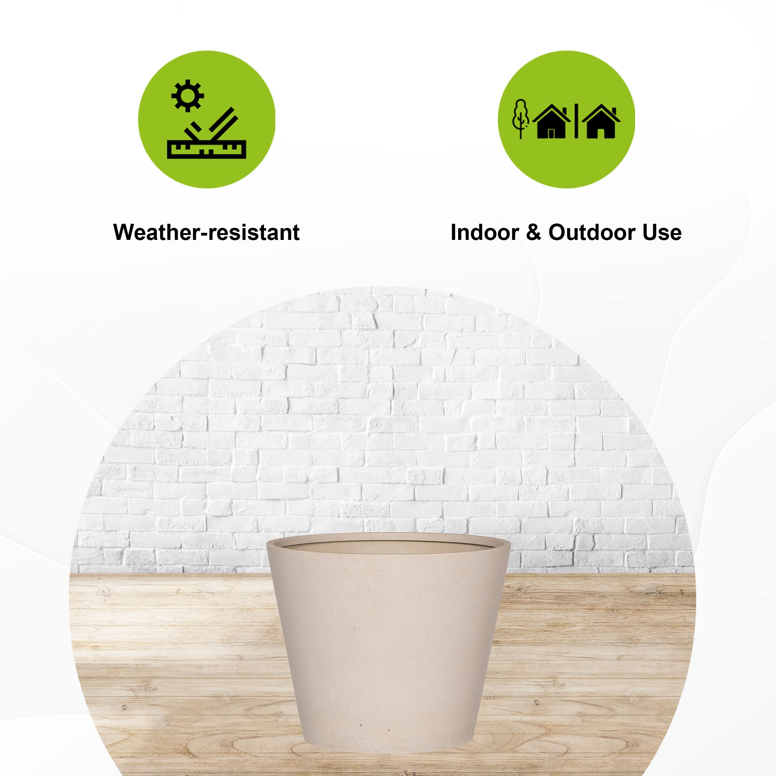 Pottery Pots Bucket Small Sandstone Indoor Outdoor Modern Thin Planter, 15.8 Inch Tall, Natural White 4