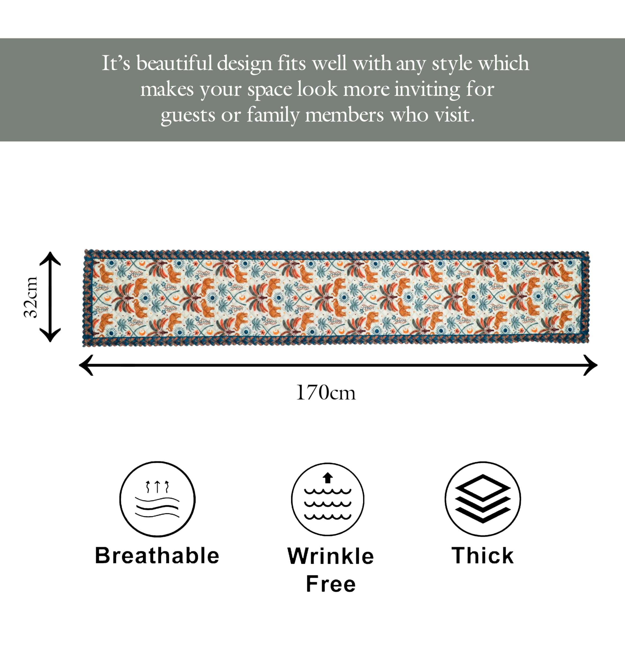 RVS Decor New Launch Printed Soft Feel Table Runner | Standard Fabric – Perfect for 4-6 Seater Dining & Kitchen Tables, Timeless Design for Parties & Family Dinners | Size 13 x 72 Inch (Cream) 3