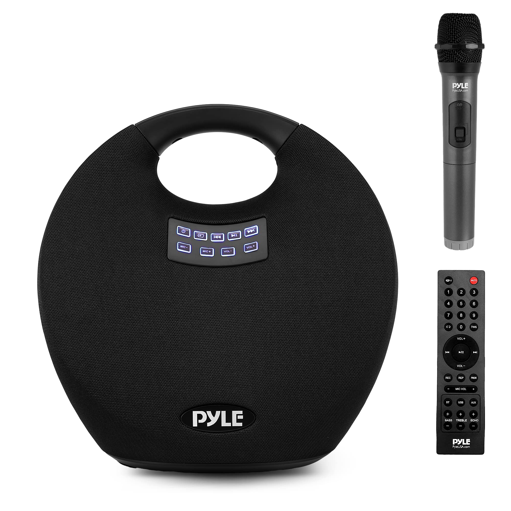 Pyle Mini IPX4 Waterproof Wireless Portable Bluetooth Speaker, with Built in Rechargeable Battery, Wireless Microphone, Clear Surround Sound, for Indoor and Outdoor Activities 1