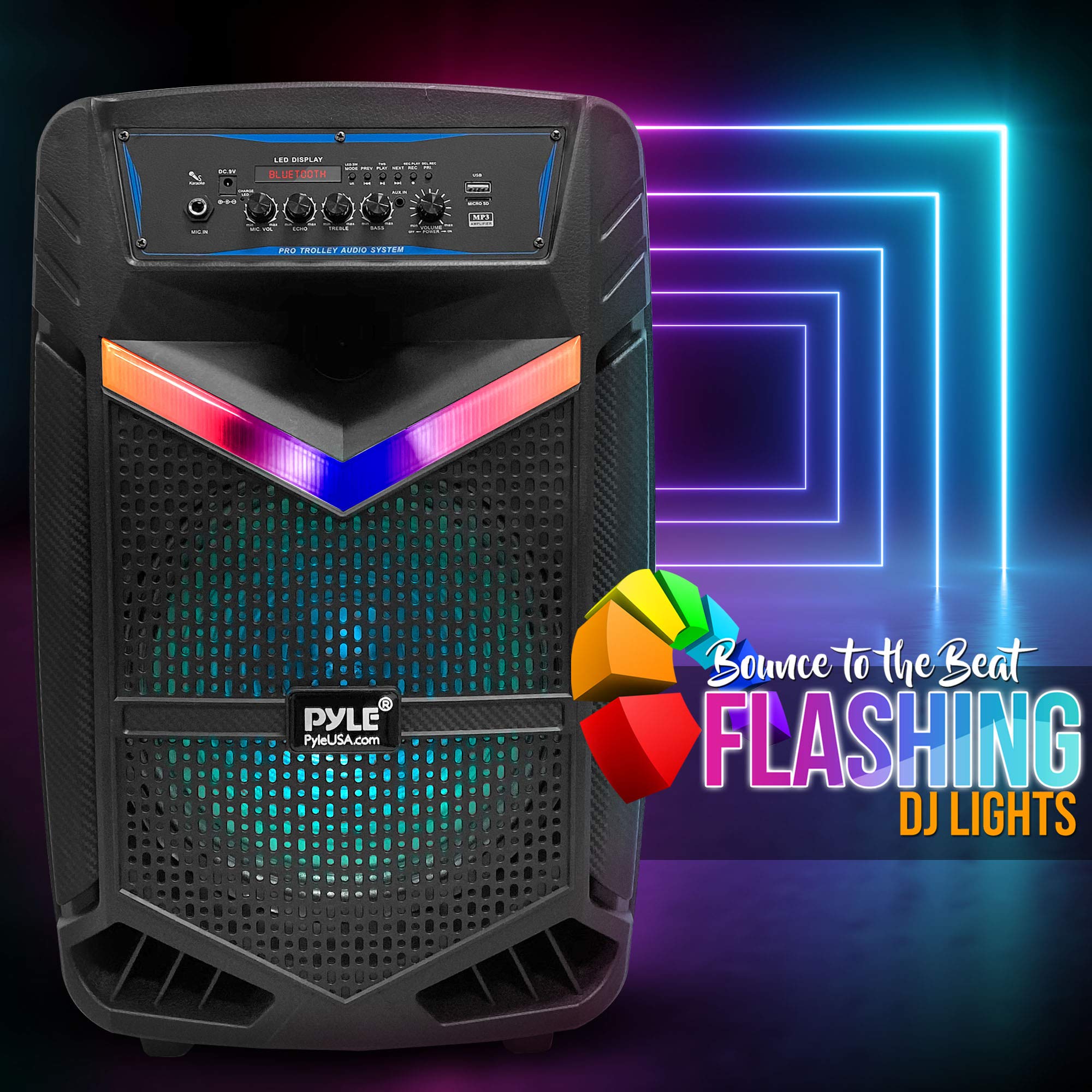 Pyle Portable Bluetooth PA Speaker System with Universal Speaker Tripod Stand Mount 5