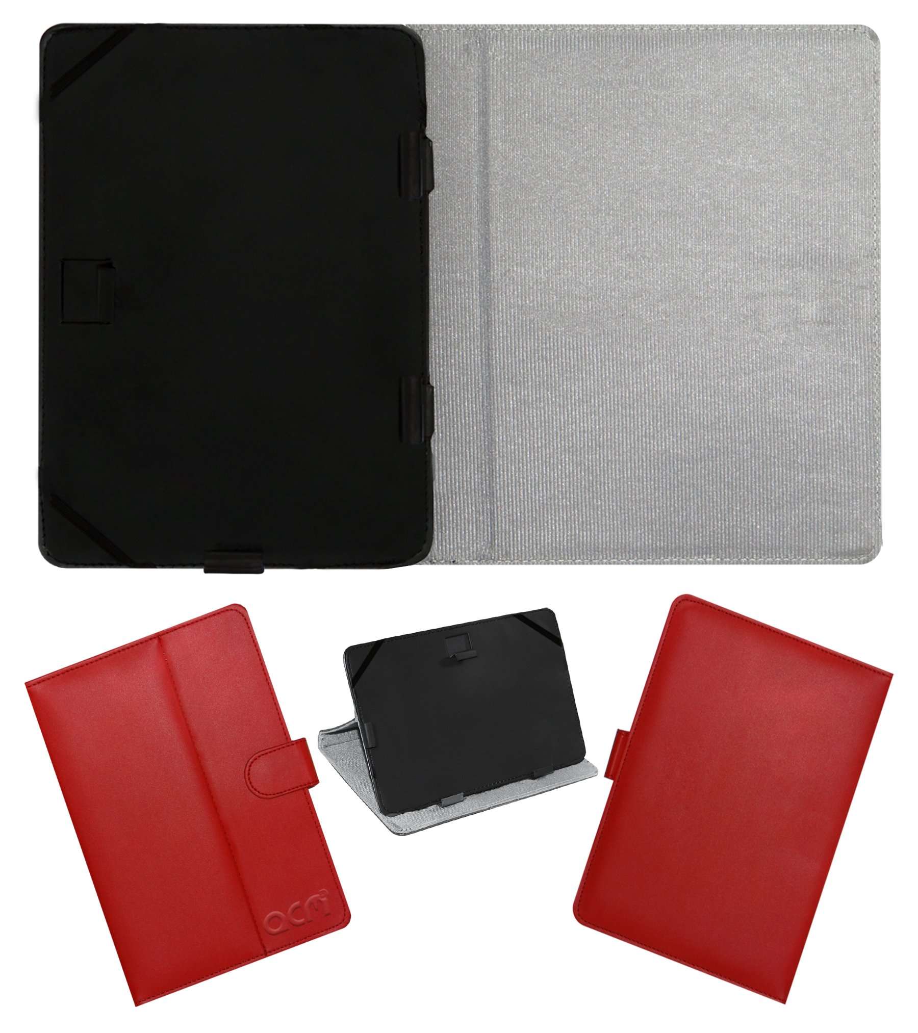 Acm Leather Flip Flap Case Compatible with Iball 3g Cuddle A4 Tablet Cover Stand Red 2