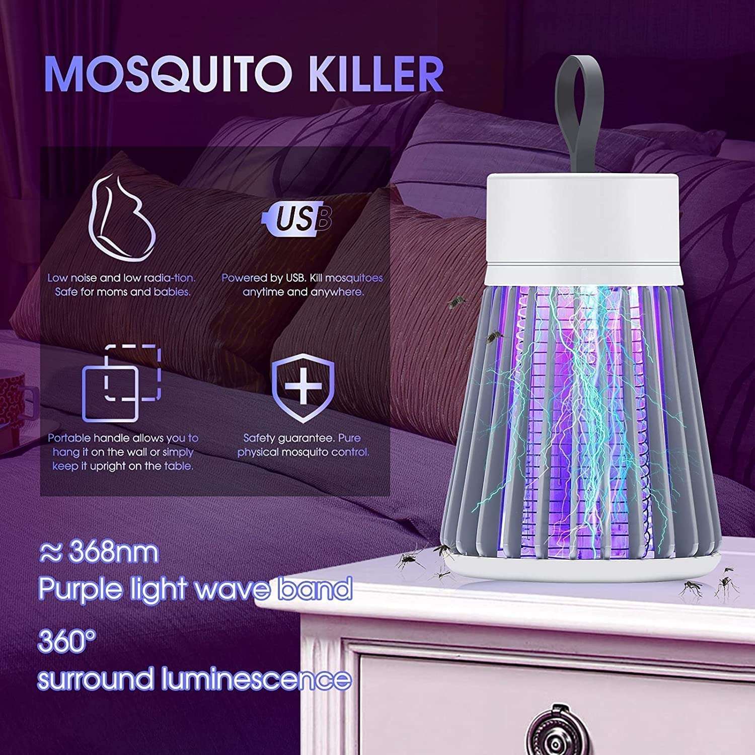 Flowtron Indoor Insect Trap: Eco-Friendly Electronic UV LED Mosquito Killer for Bug, Trap Lamp, Fruit Fly, Screen Protector - UV Light Lamp, Trap Flying Bugs -Child Safe, Non-Toxic (Grey & White) 2