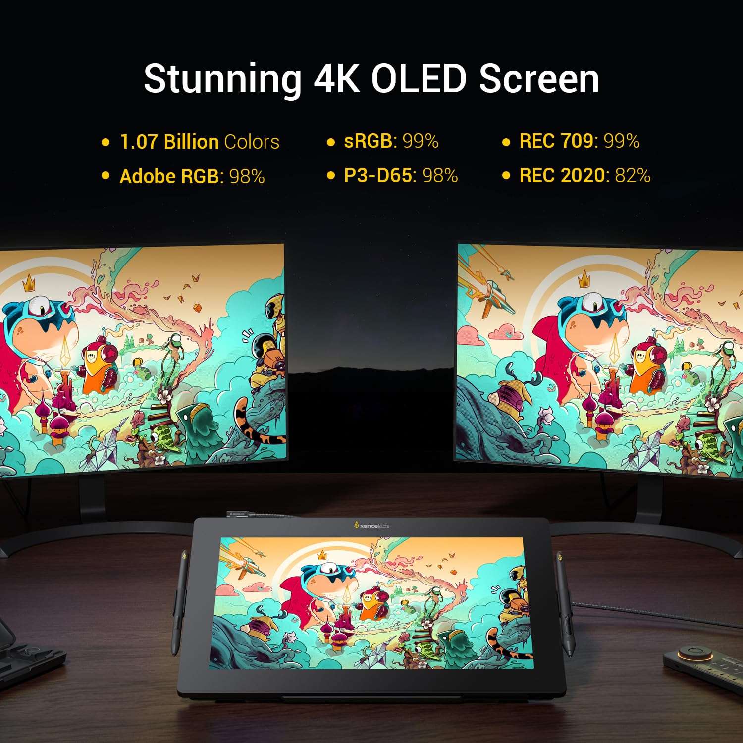 Xencelabs Pen Display 16 Bundle with Quick Keys, 16" Portable Drawing Display with 2 Battery-Free Pens for Win/Win-ARM/macOS/Linux, Black 4