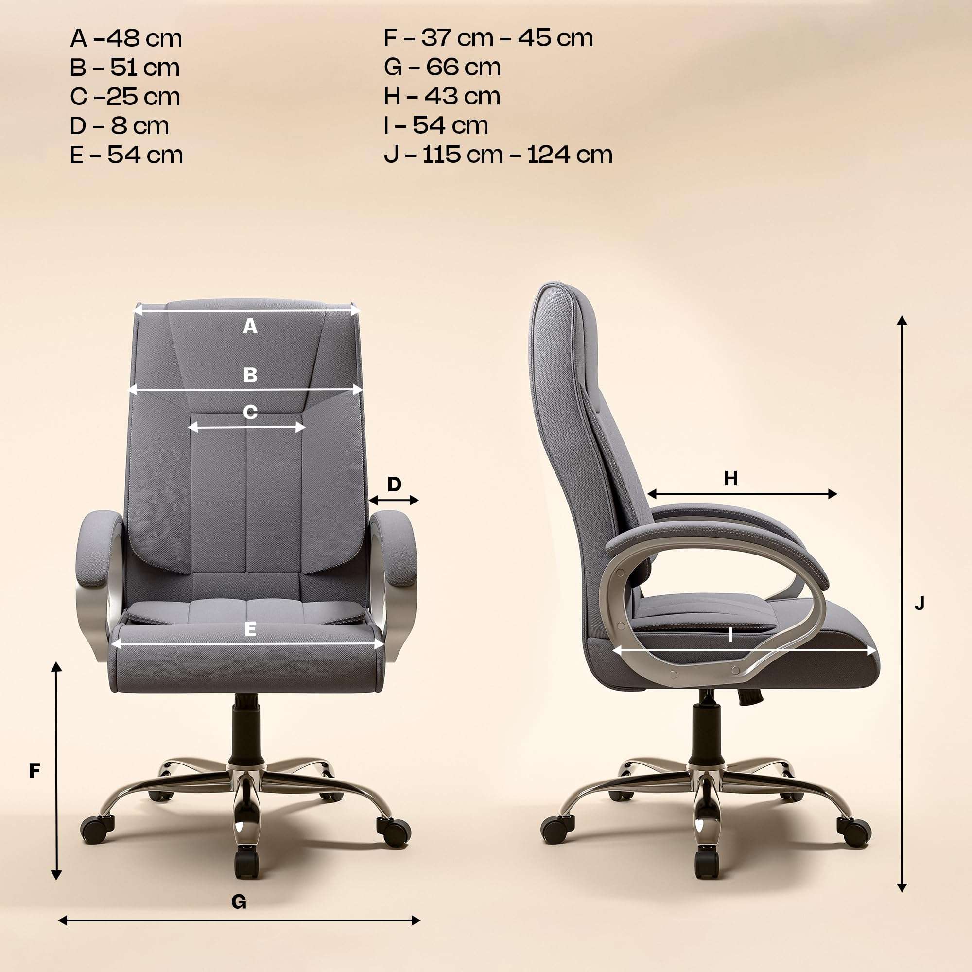 Green Soul Kiev Orthopedic Boss Chair with 3 Year Warranty | Breathable Fabric Office Chair | Ergonomic Executive Chair with Spacious Cushioned Seat | Heavy Duty Metal Base | Rocking Function - Grey 5