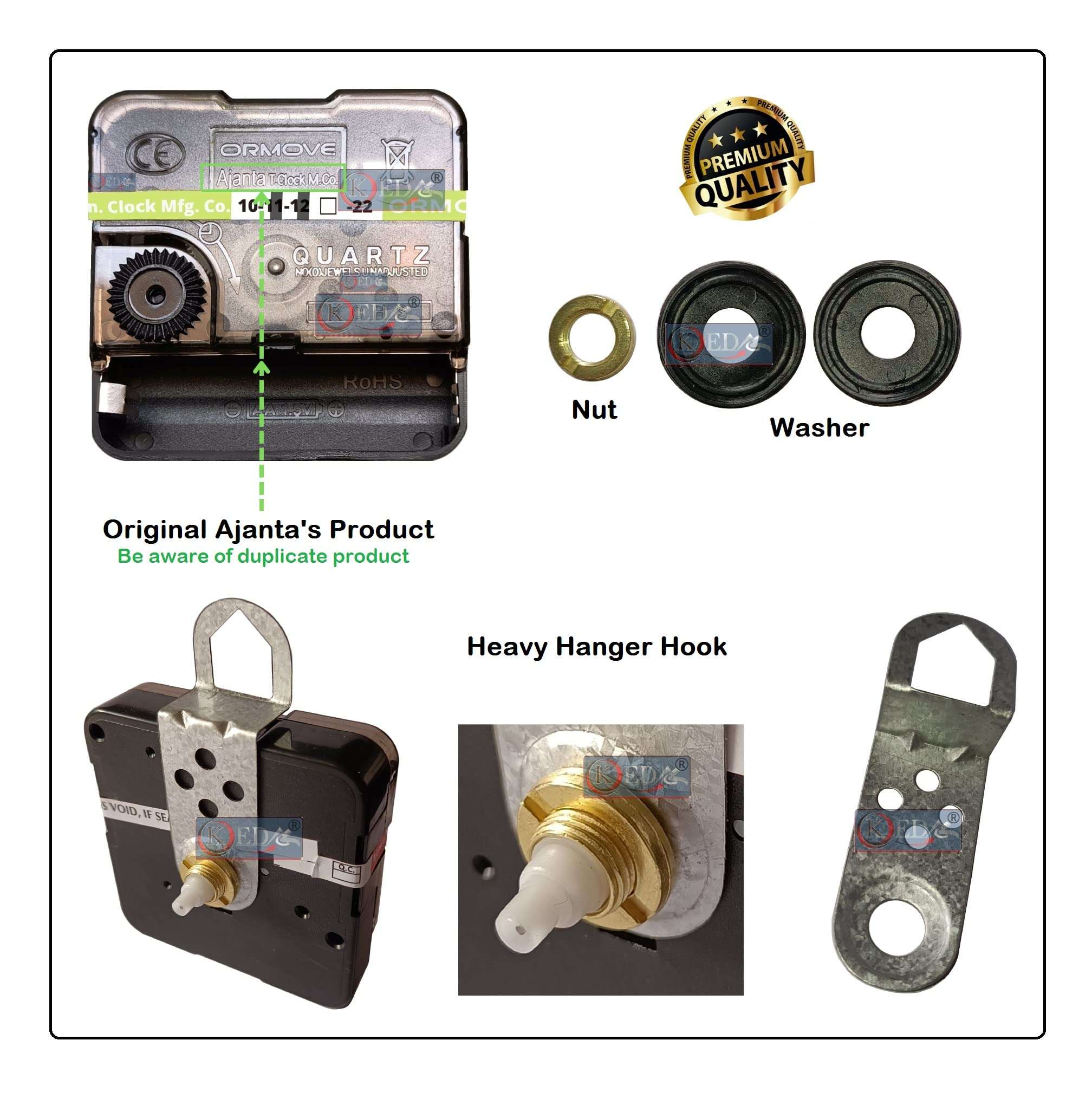 KEDAR® Ajanta Quartz Ticking Movement Machine for Wall Clock with Fancy Needles (Made in India) 22 6