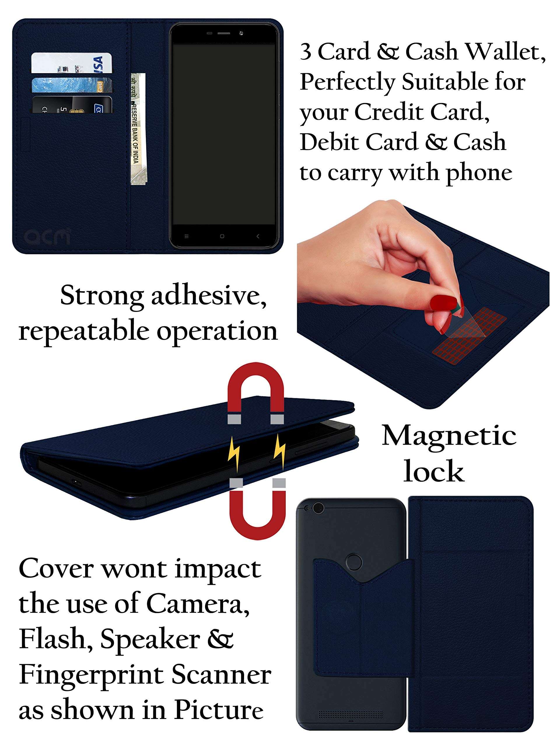 ACM Rich Leather Flip Wallet Front & Back Case Compatible with Mi Redmi Note 10 Pro Mobile Flap Magnetic Cover Blue 2