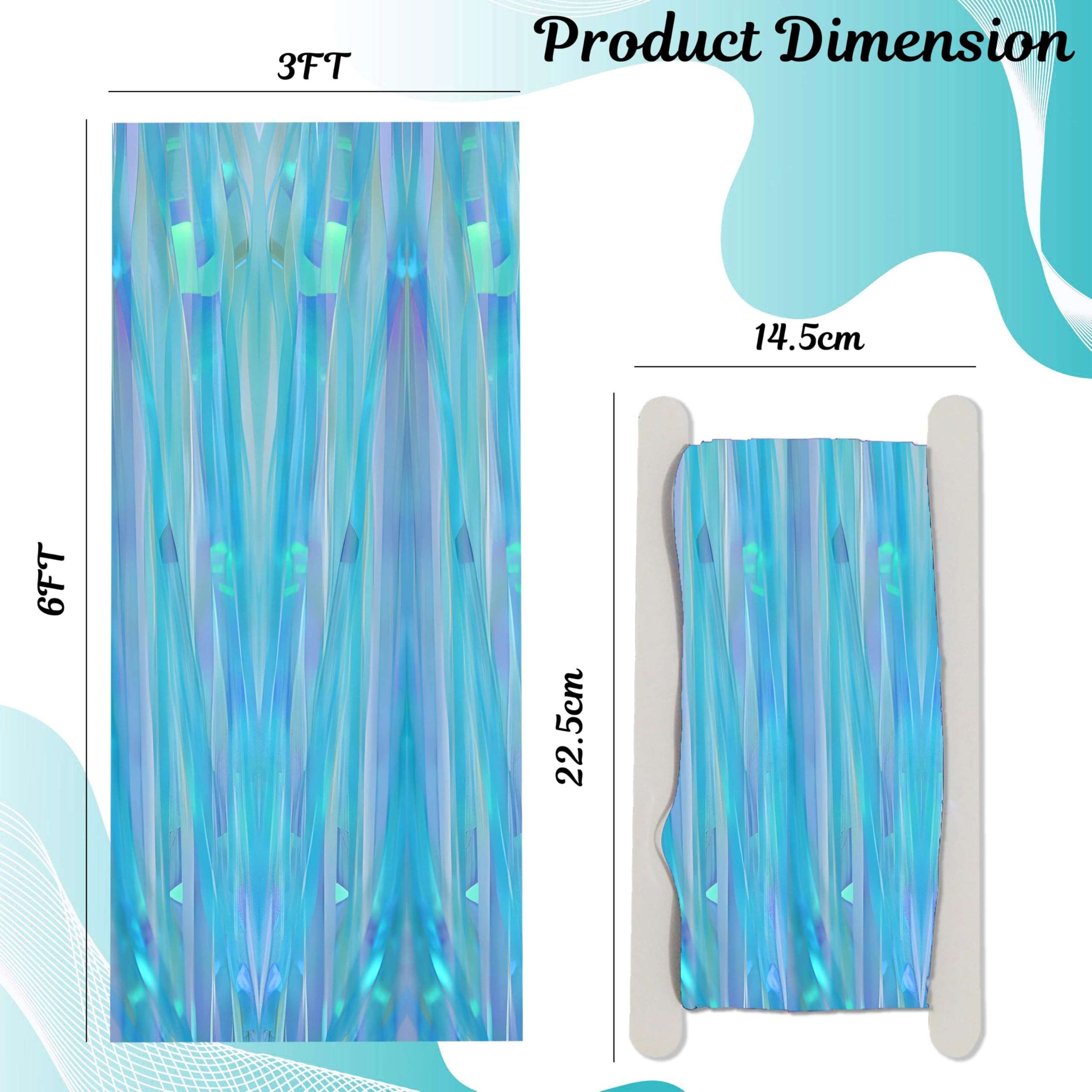 Wobbox Big 3Ft X 6Ft Foil Curtains for Birthday Decoration Items, Backdrop Curtain For Decoration, Party Backdrop Decoration, Foil Fringe Decoration for Anniversary (Magic Blue) (Pack of 5) 4