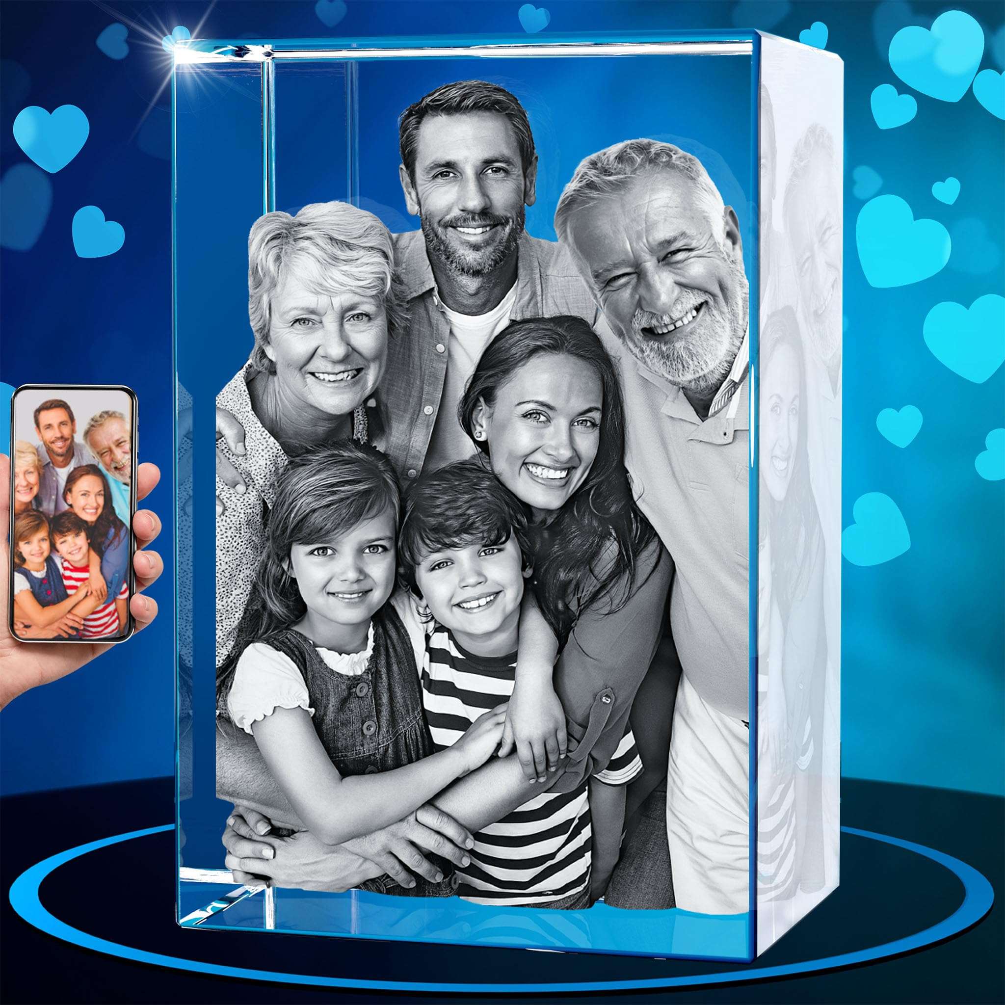 ArtPix 3D Crystal Photo, Valentines Day Gifts for Women, Wife, Men, Her, Him, Great Personalized Customized Gift With Your Own Photo, Custom 3D Etched Engraved, Couples Gifts 1