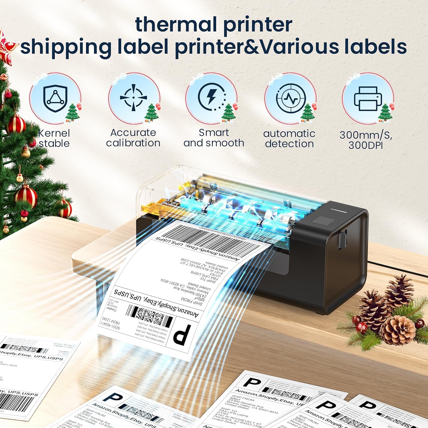 BRONTIX Bluetooth Thermal with Stand Printer 4x6 inch Label for Business | Bluetooth inkless Printer | | 203 DPI | Barcode Printer Machine | Label Printer Machine 3