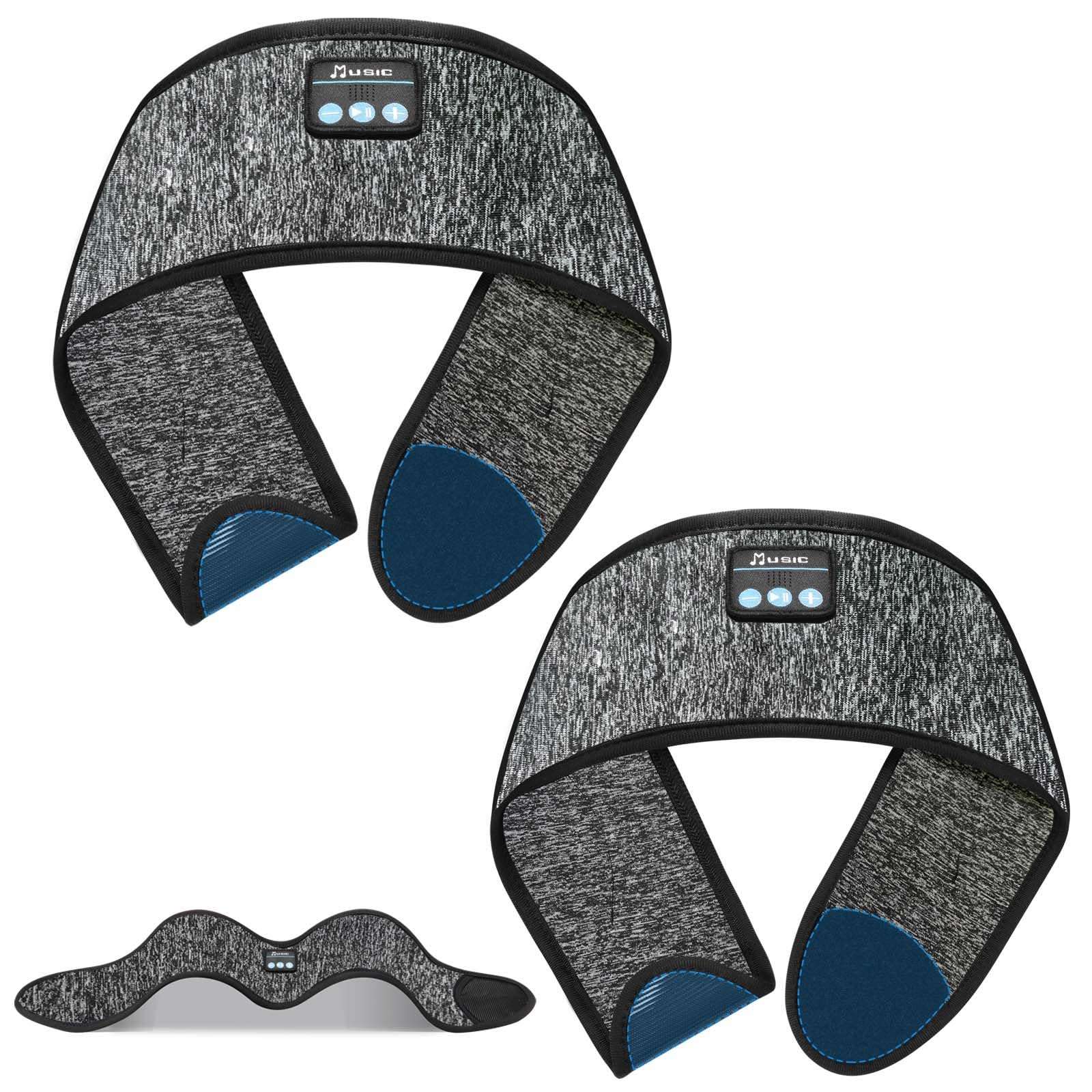 ZRUHIG 2PCS Adjustable Headband Headphones, Sleep Headband, Sleeping Headphones, Bluetooth Headband with Thin Speakers Mic for Men Women, Yoga, Running, Workout, Travel (Grey&Grey) 1