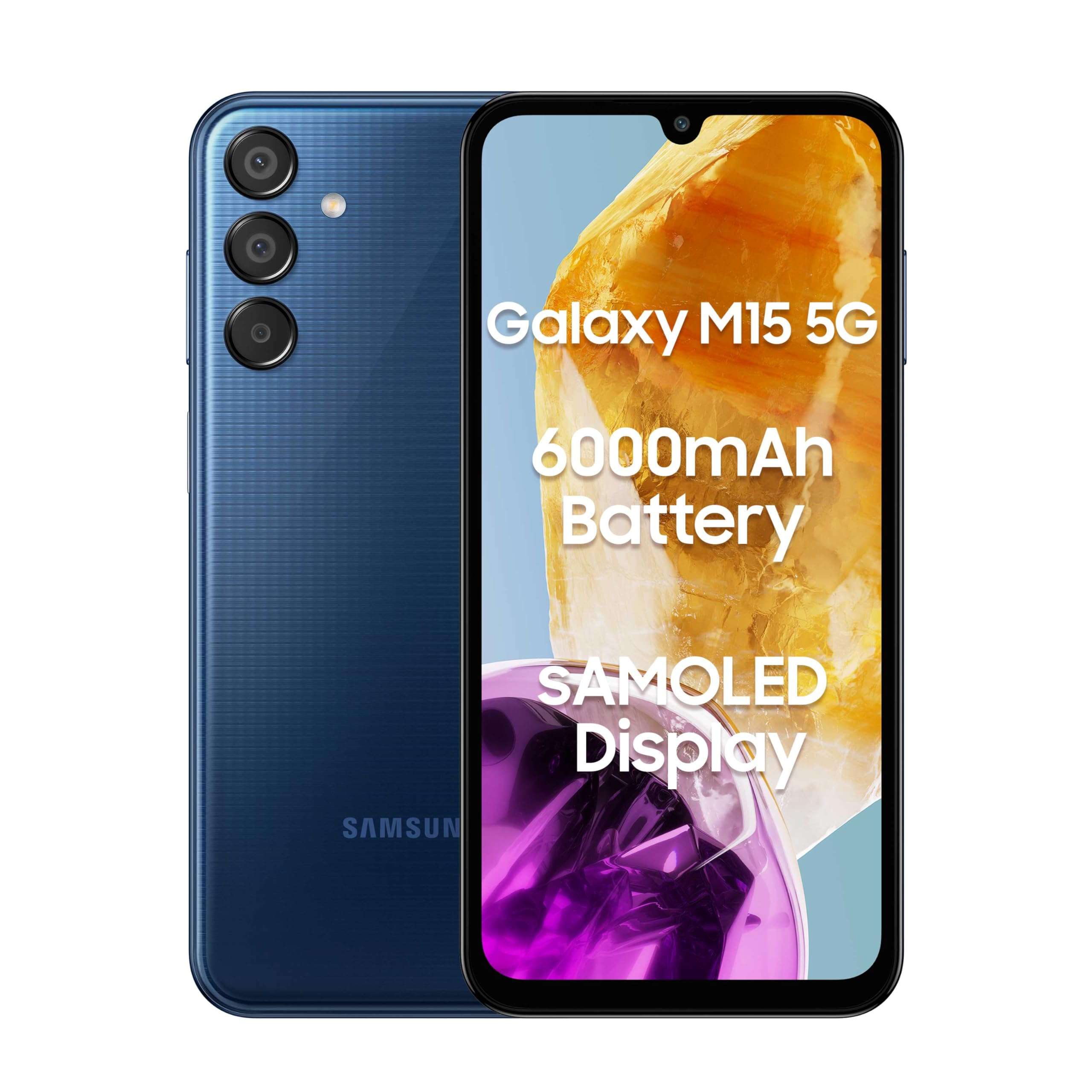 Samsung Galaxy M15 5G (Blue Topaz,8GB RAM,128GB Storage)| 50MP Triple Cam| 6000mAh Battery| MediaTek Dimensity 6100+| 4 Gen. OS Upgrade & 5 Year Security Update| Super AMOLED Display| Without Charger 1