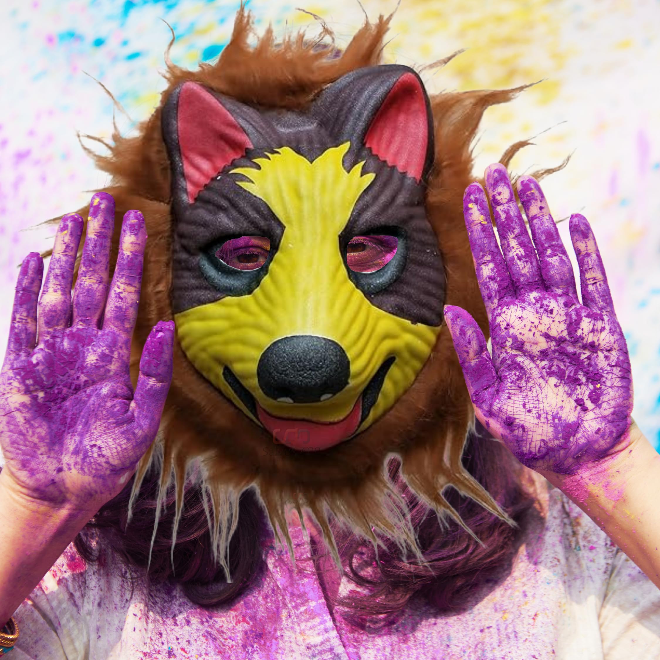 Salvus APP SOLUTIONS Colorful Protection: Holi Face Mask with Elastic - Celebrate Safely in Style with Festive Patterns, Comfortable Fit, and Reusable (Yellow & Brown_6x8 inch) 6
