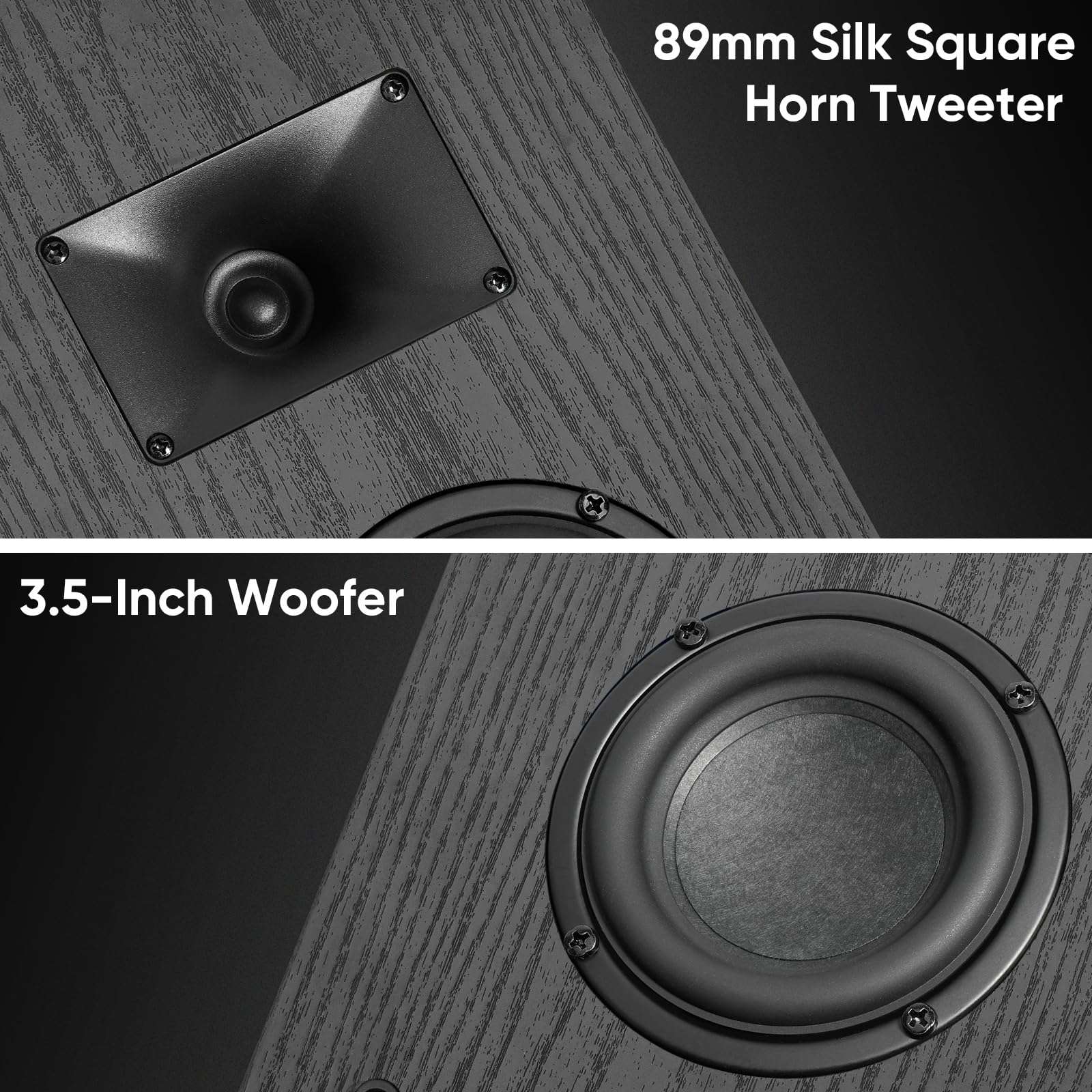 Saiyin On-Wall Speakers (Pair) - Compact & Powerful Wall-Mountable Surround Sound Speakers, 3.5-Inch Woofer with Precision Horn Tweeter, 2-Way Passive Speakers for Crystal Clear Audio 4