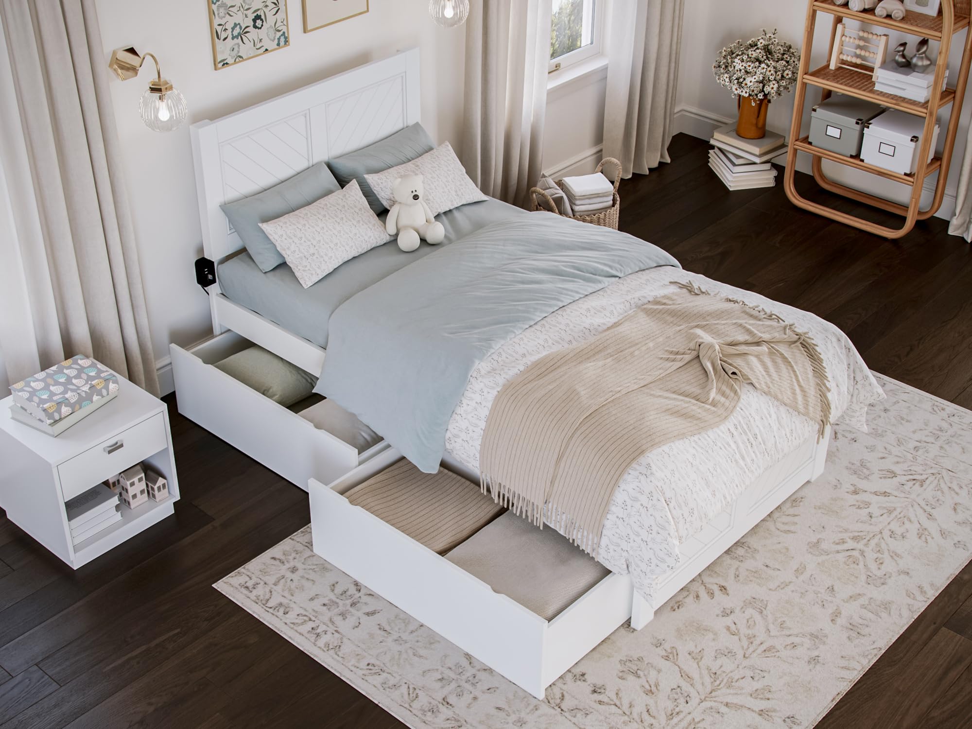 AFI, Canyon Twin Platform Bed with Matching Footboard & Storage Drawers, White 5
