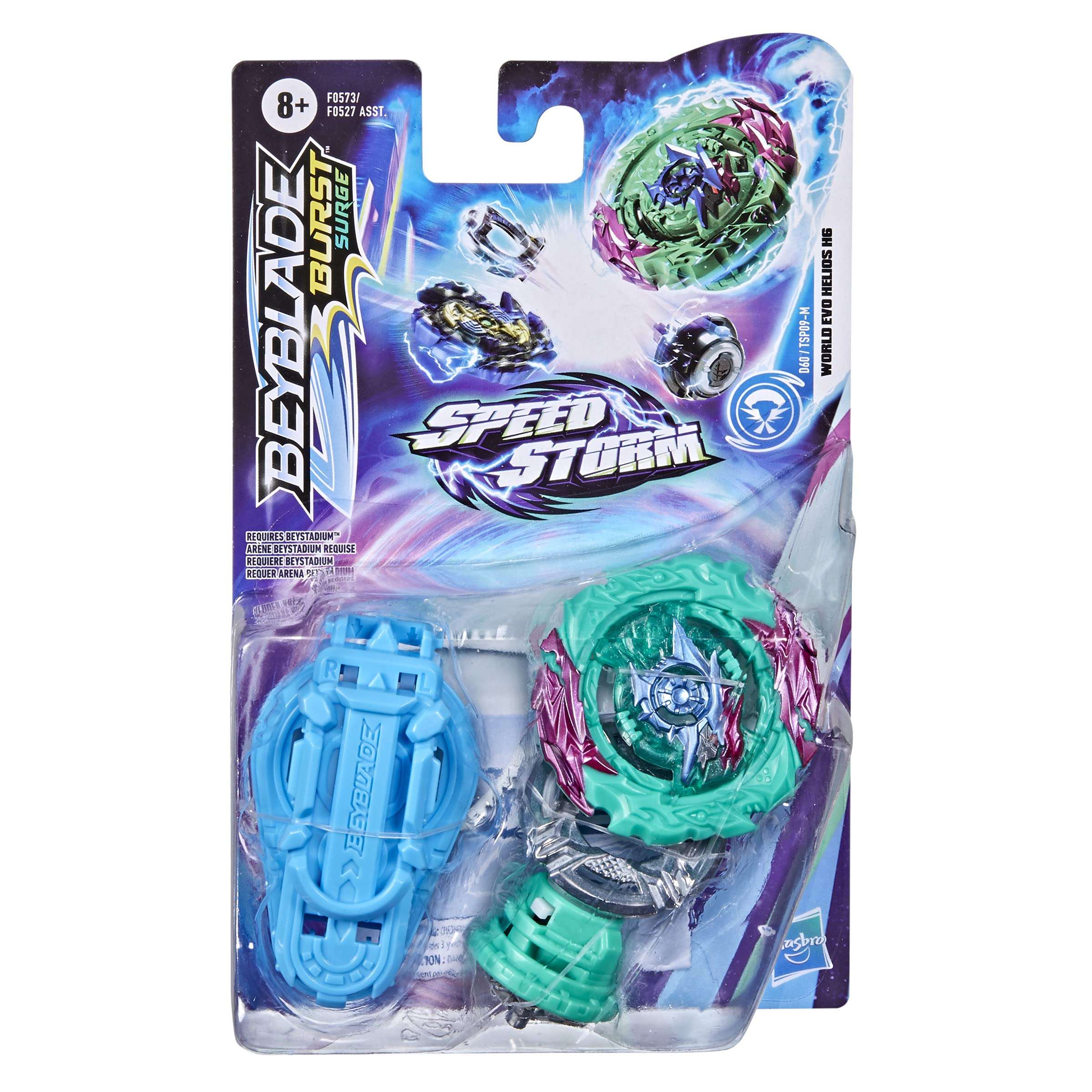 Beyblade Burst Surge Speedstorm World Evo Helios H6 Spinning Top Starter Pack – Attack Type Battling Game Top with Launcher, Toy for Kids 2