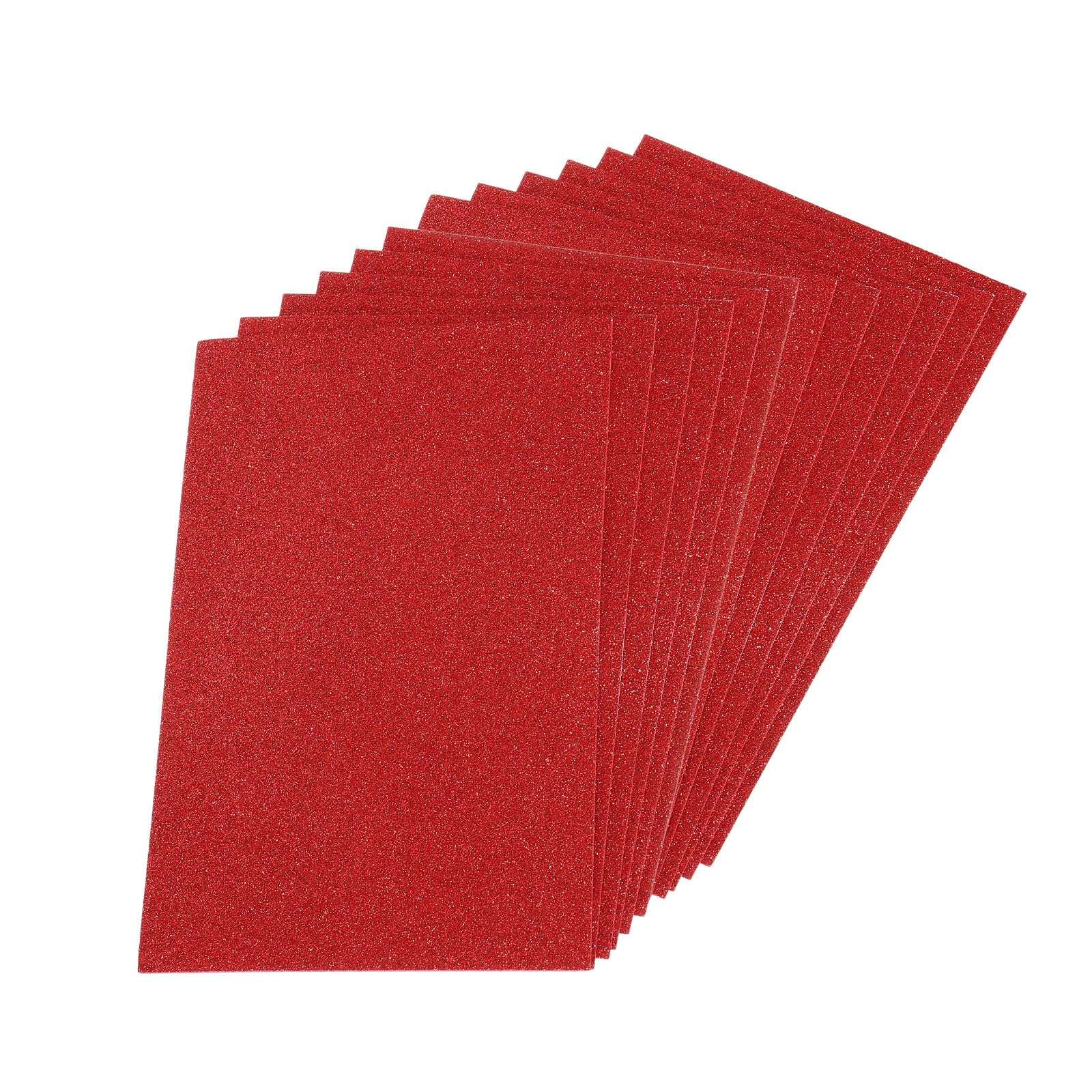 PATIKIL Glitter EVA Foam Sheets Soft Paper Self-Adhesive 11.8 x 7.8 Inch Red for DIY Projects Pack of 12 1
